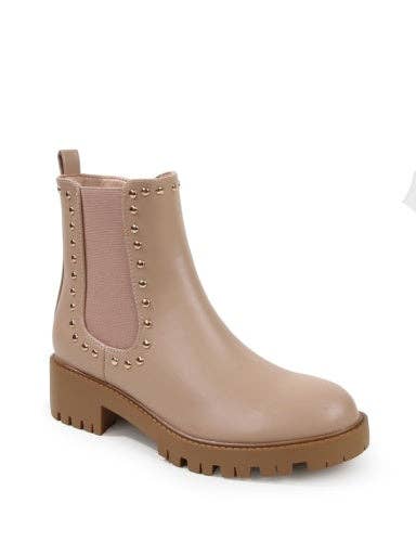 Kira Studded Boot in Beige