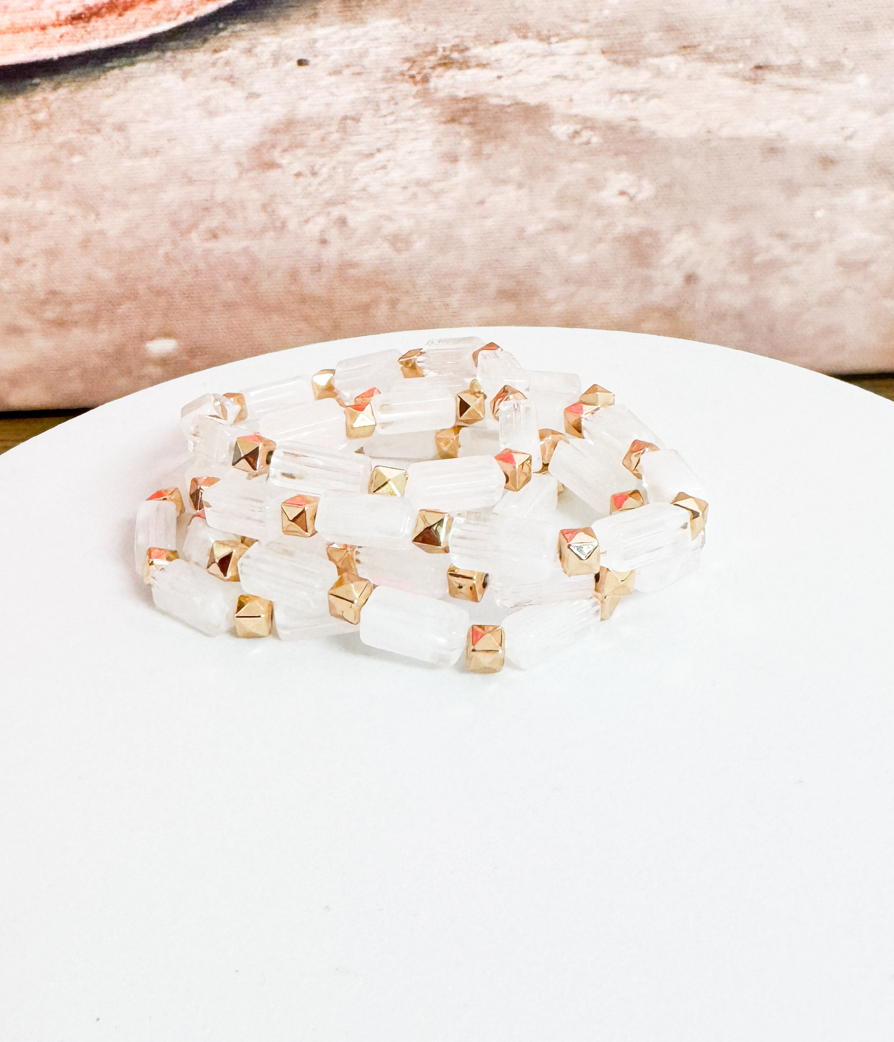 White and Gold Bracelet Set