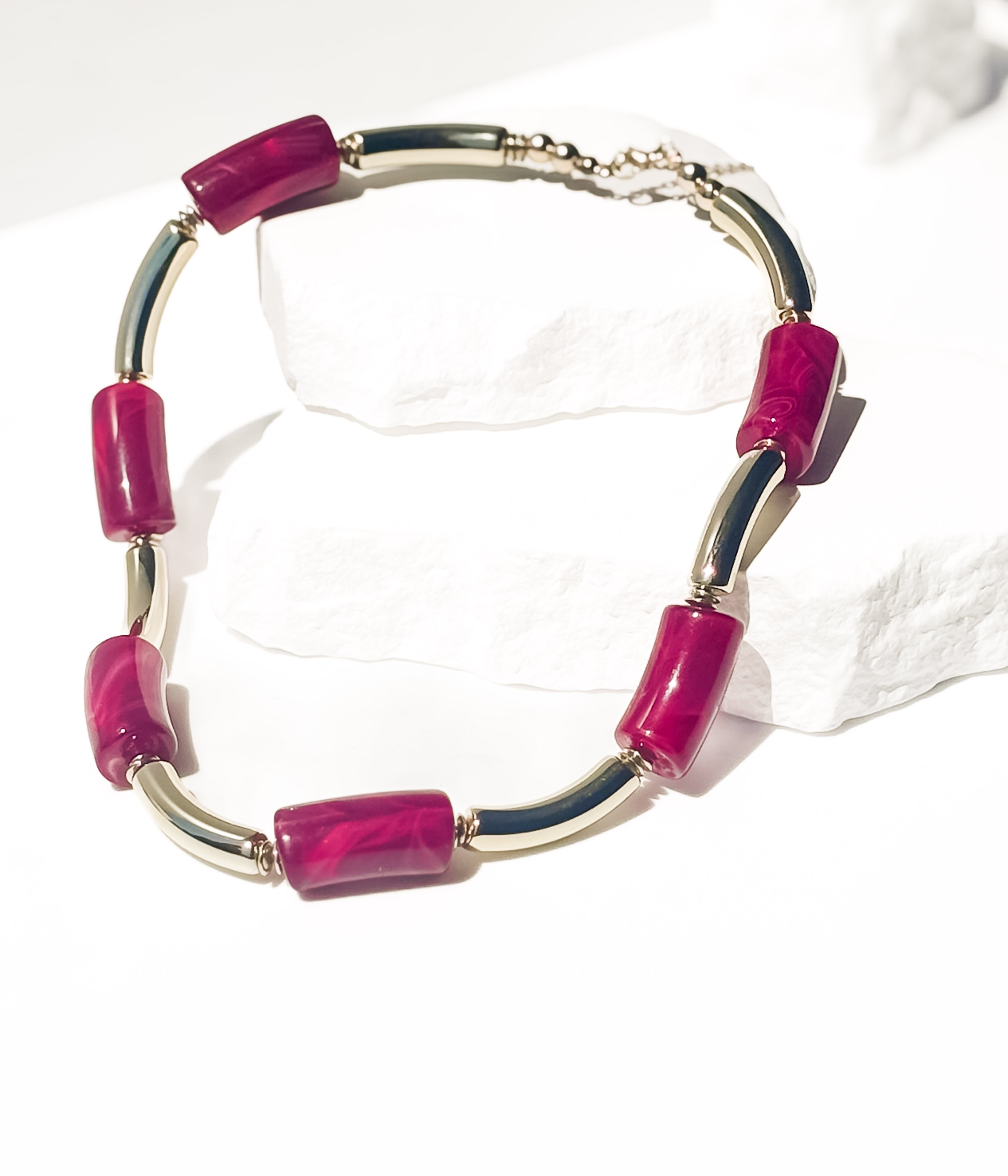 Maroon Chunky Statment Necklace