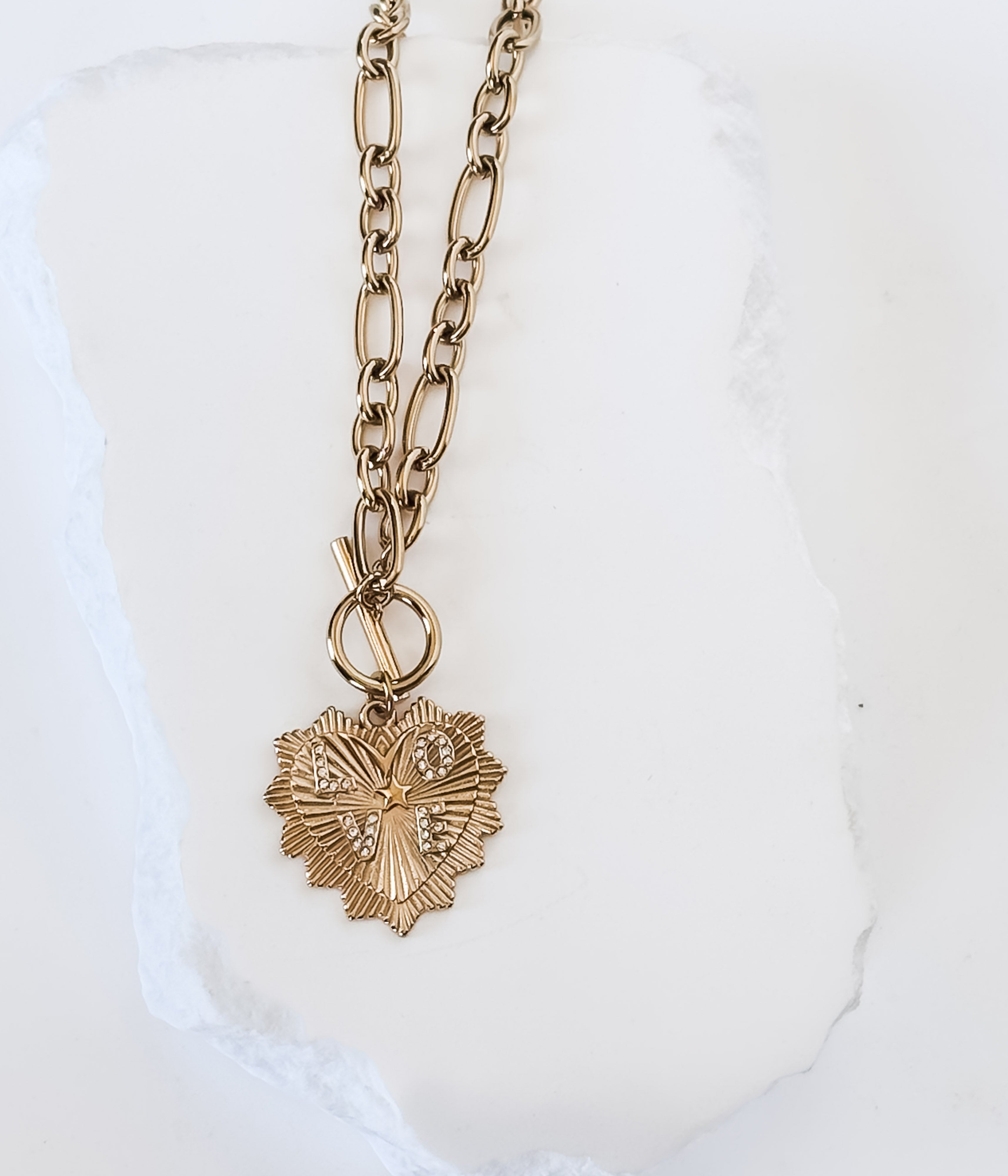 Classic Gold Chain with Heart Charm Necklace