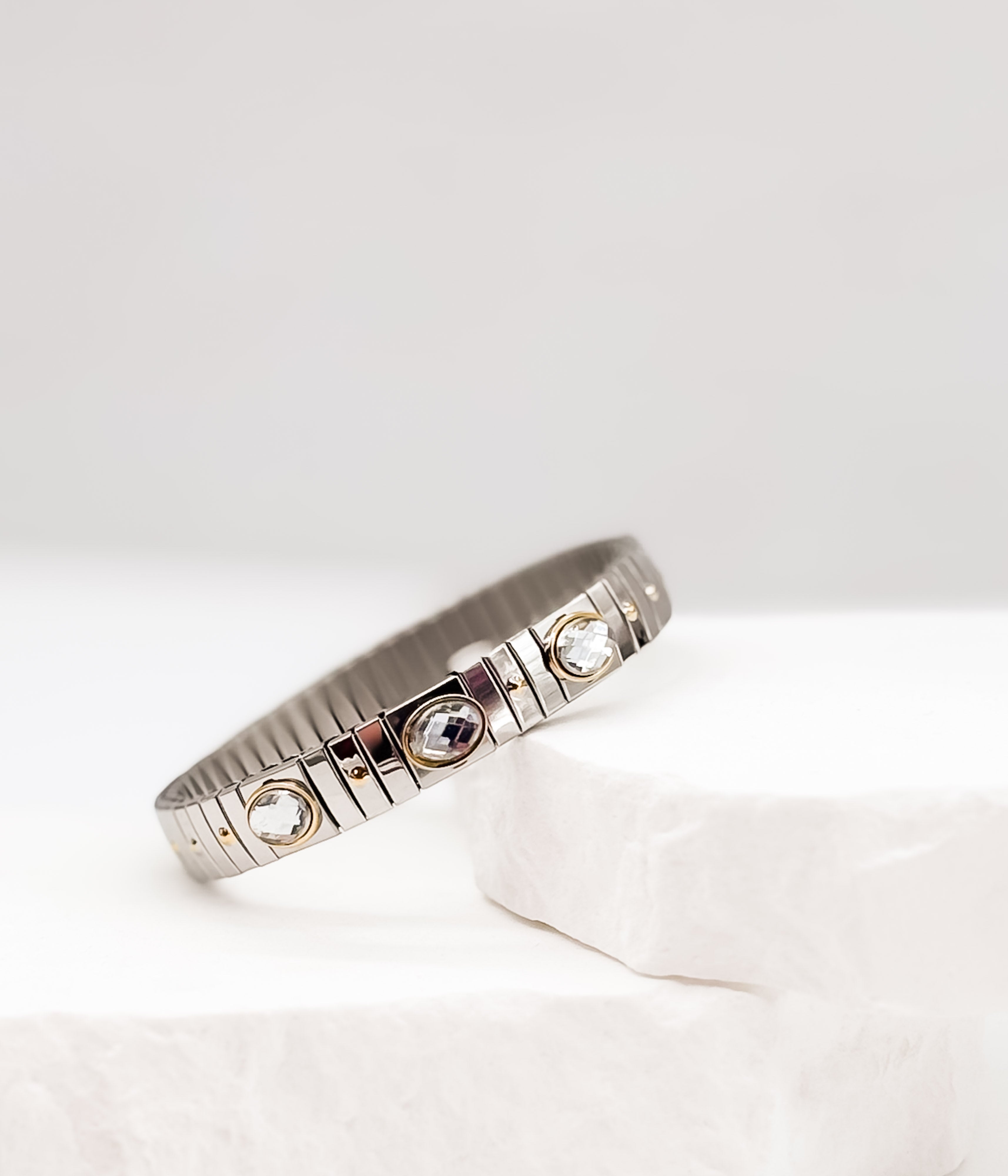 Silver Stretch Bracelet with Crystal Accents - Rural Haze
