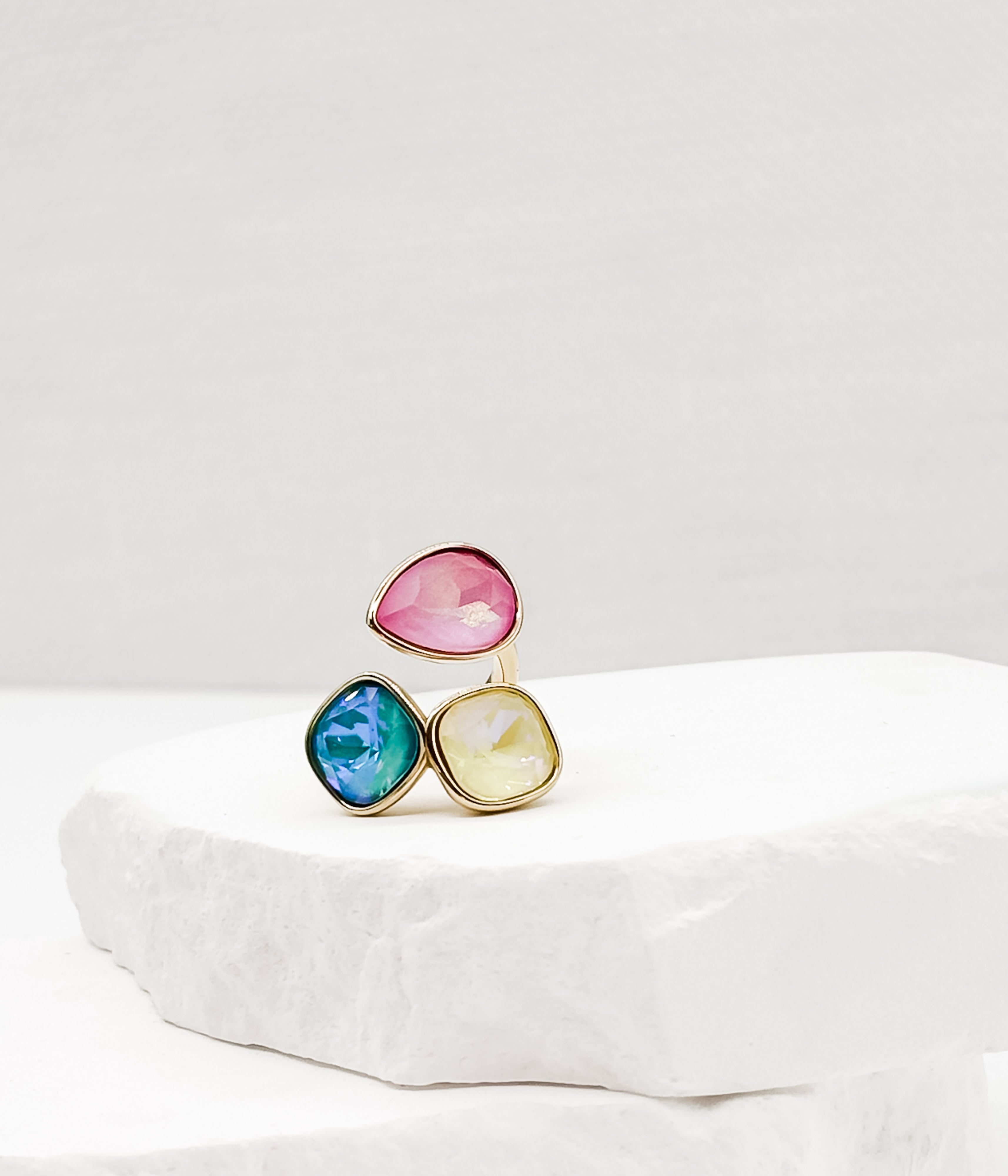 Colorful Three Stone Ring - Rural Haze