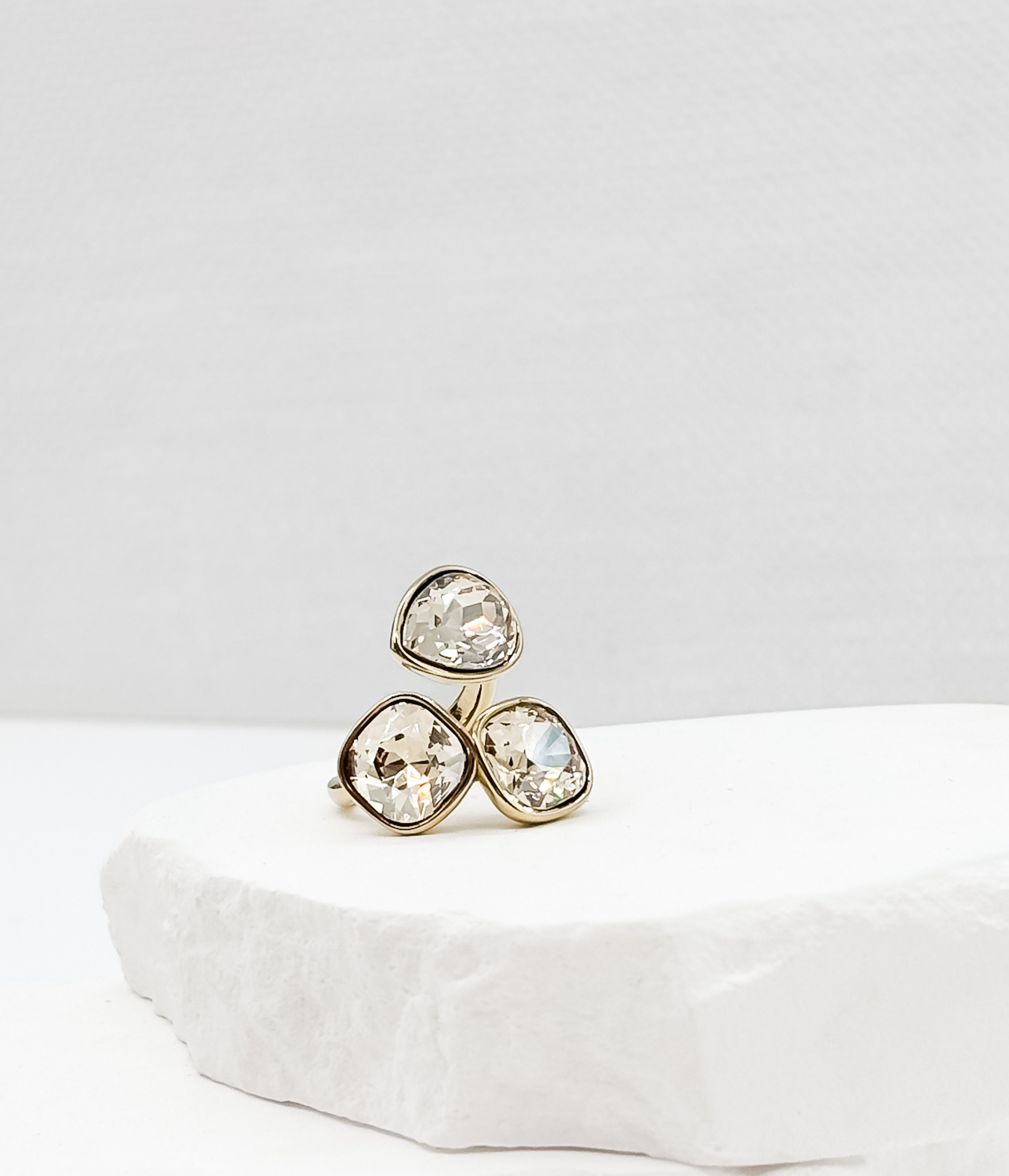 Gold Three Stone Statement Ring - Rural Haze
