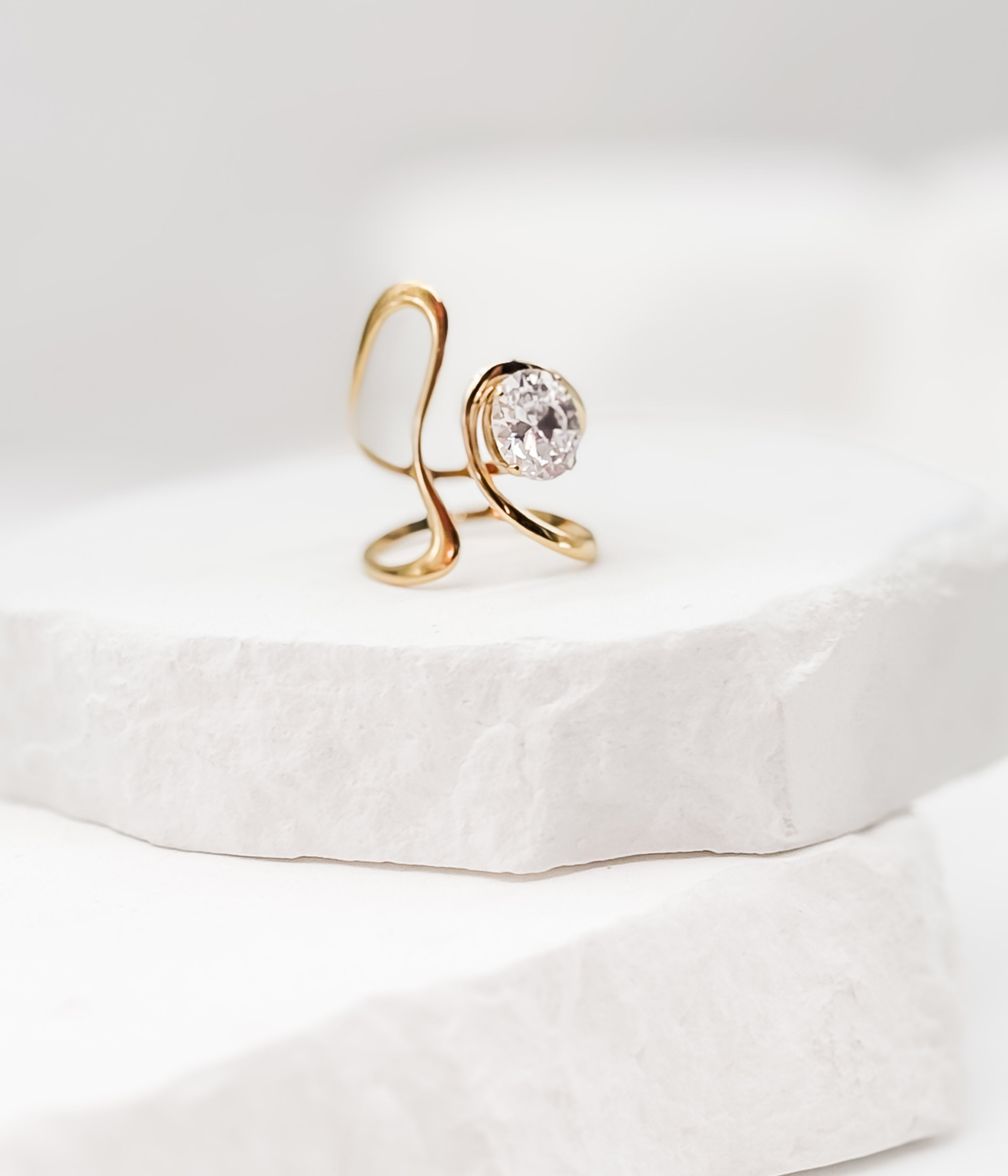 Gold Open Wrap Ring with Crystal - Rural Haze
