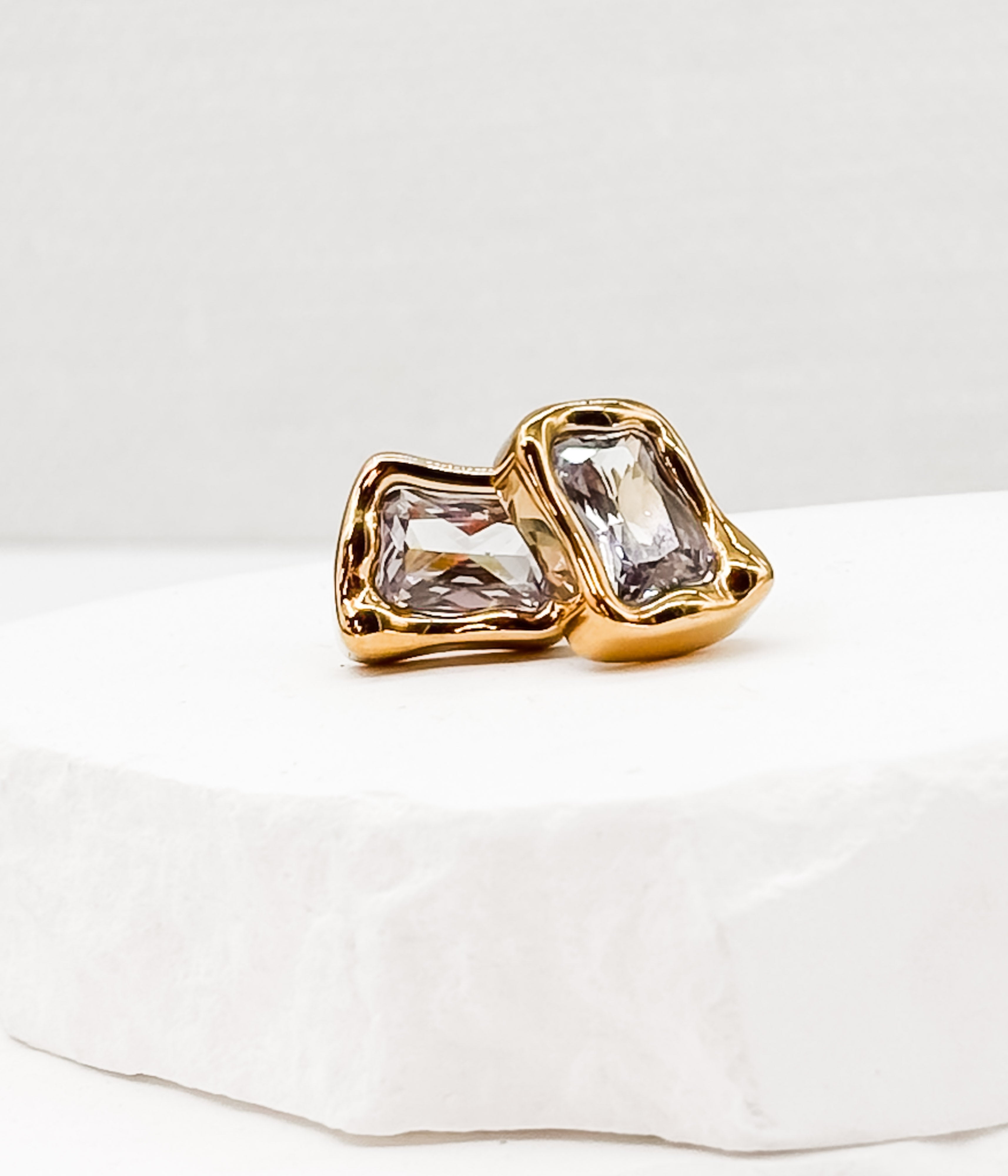 Gold Double Stone Earrings - Rural Haze