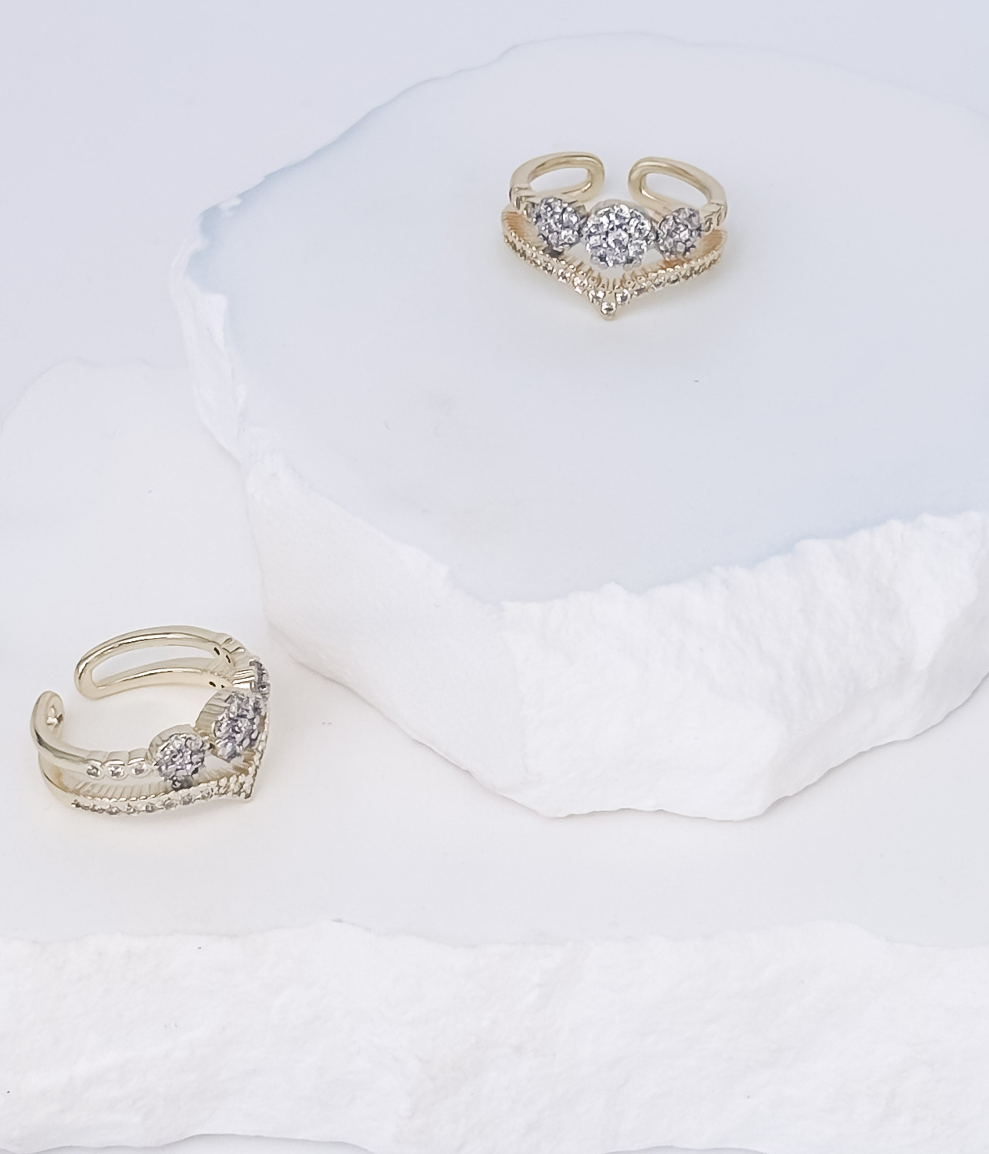 Gold Heart Ring with Crystal Accents