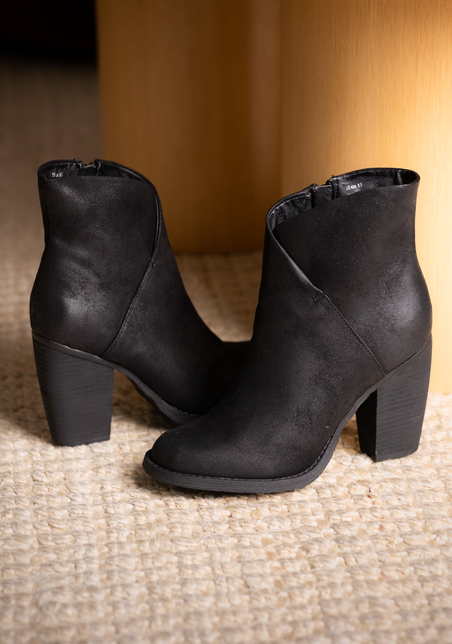 Bennington Asymmetrical Fold Over Ankle Boot in Black