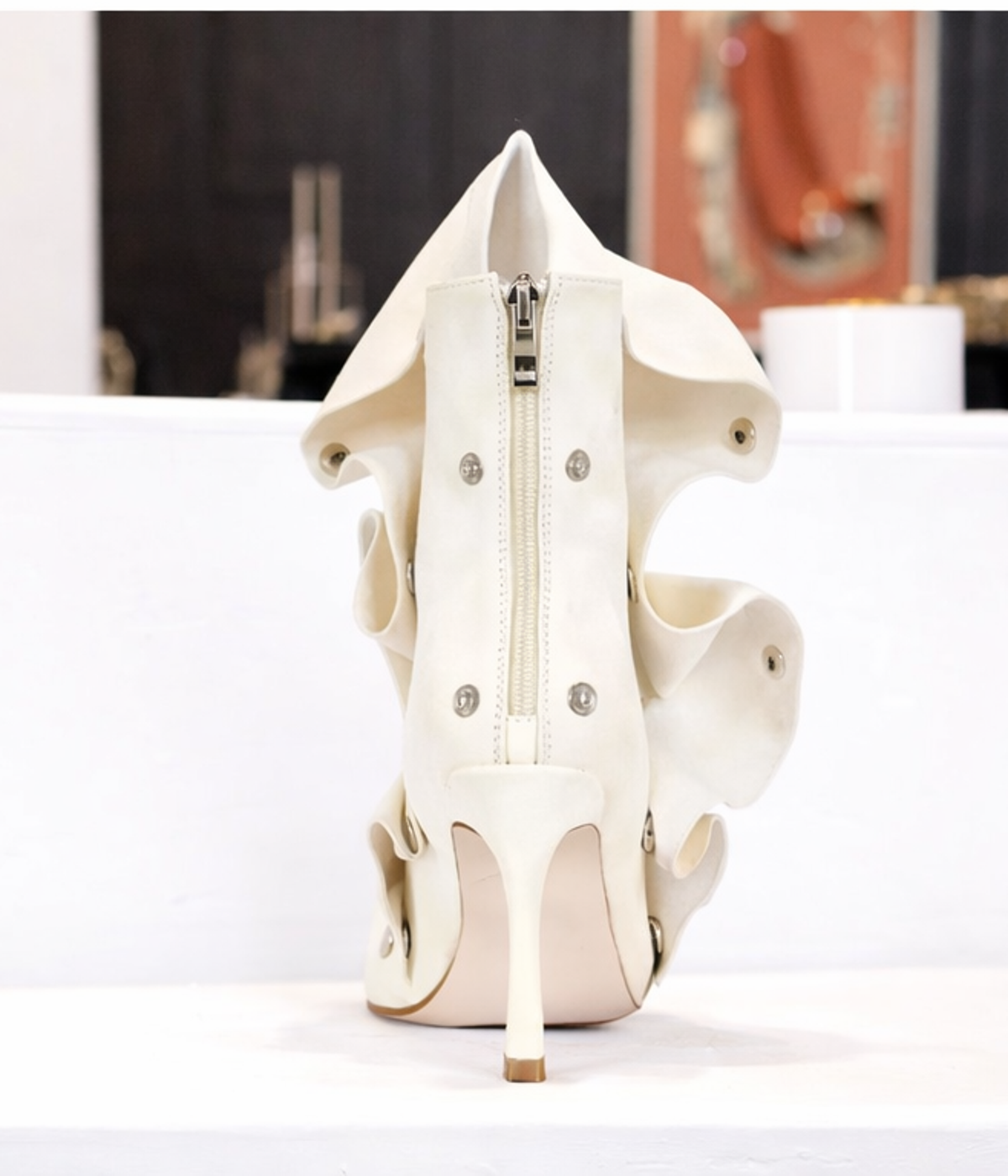 Birdsong Heeled Booties in Bone