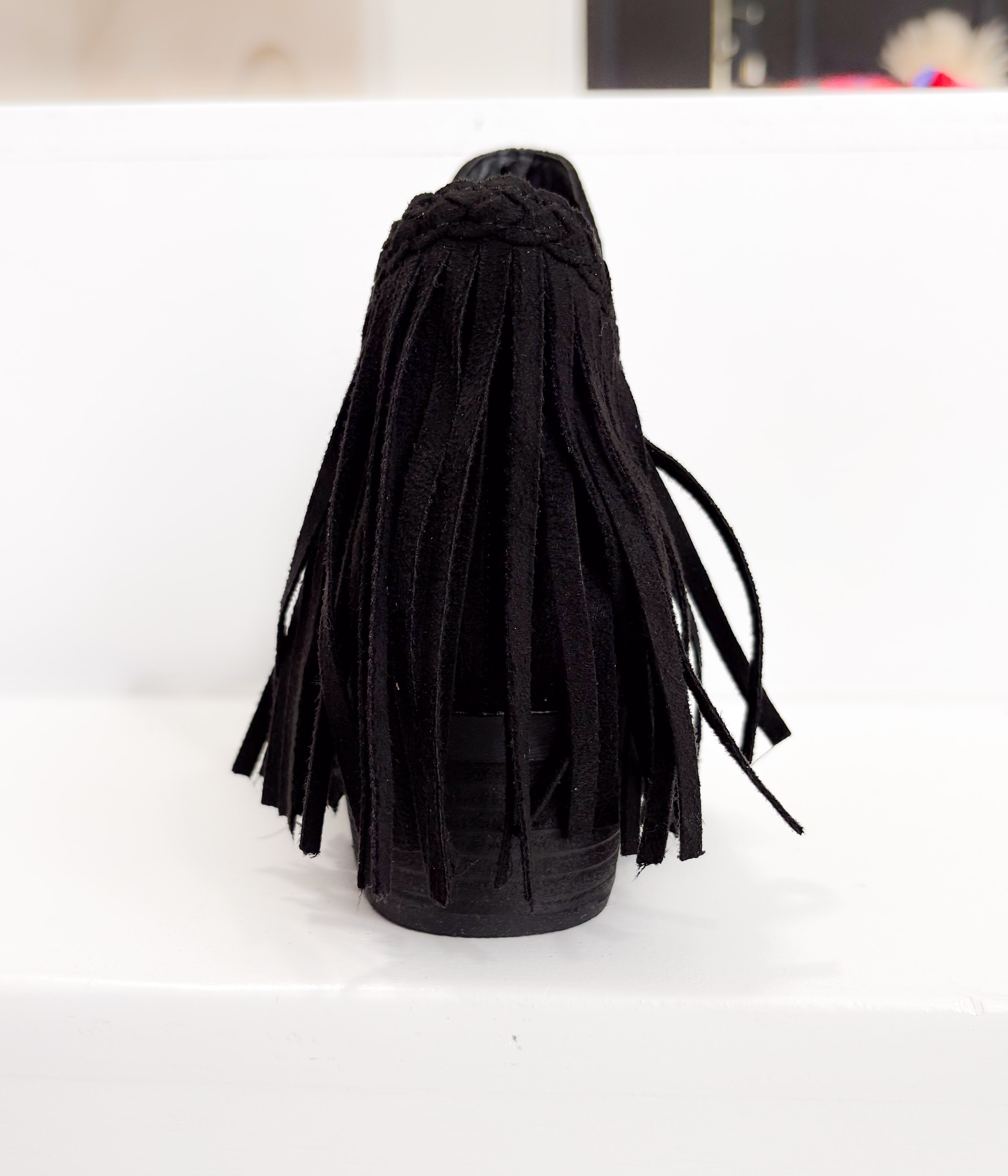 Braxton Western Fringe Ankle Boot in Black