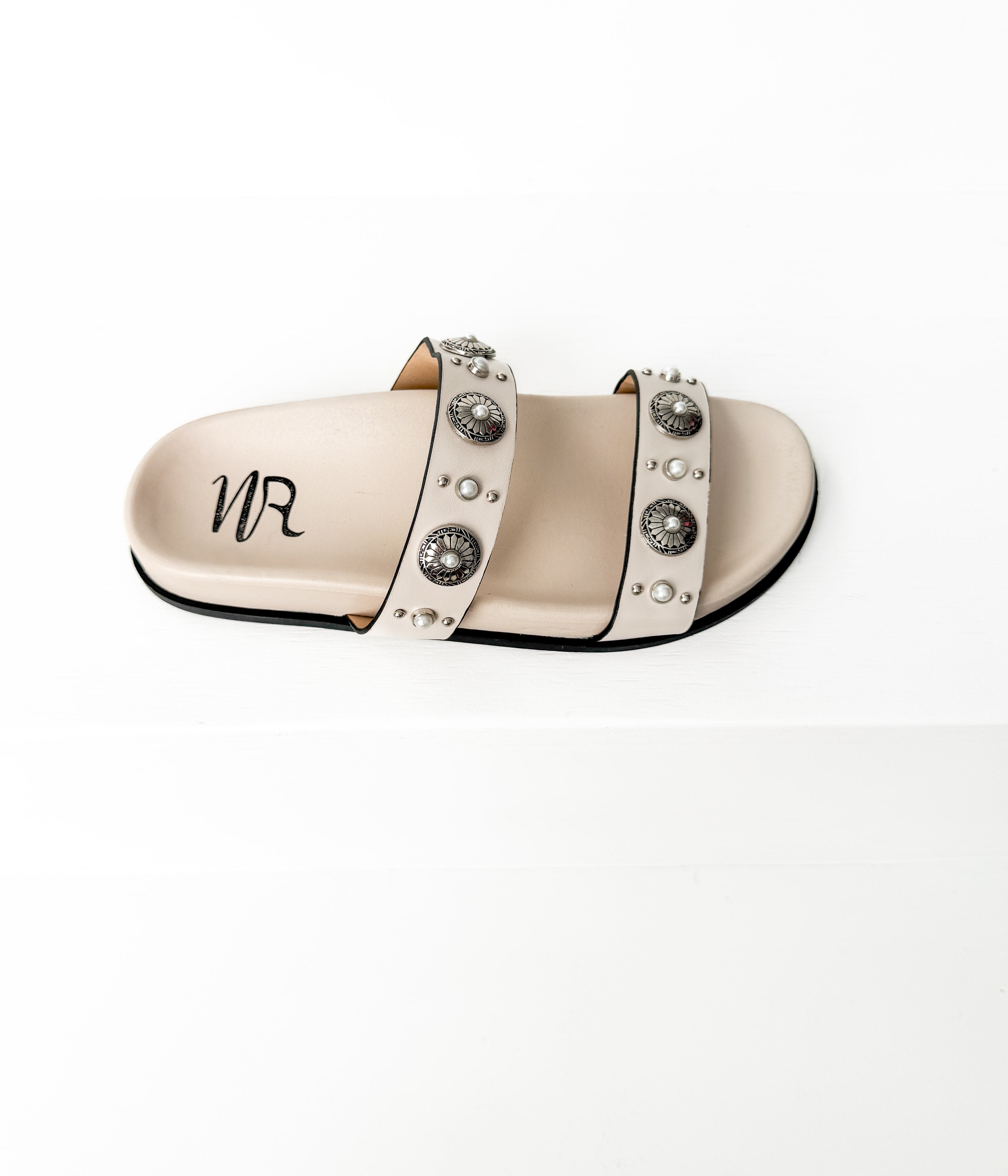 Briallen Western Studded Pearl Sandal in Cream - Rural Haze