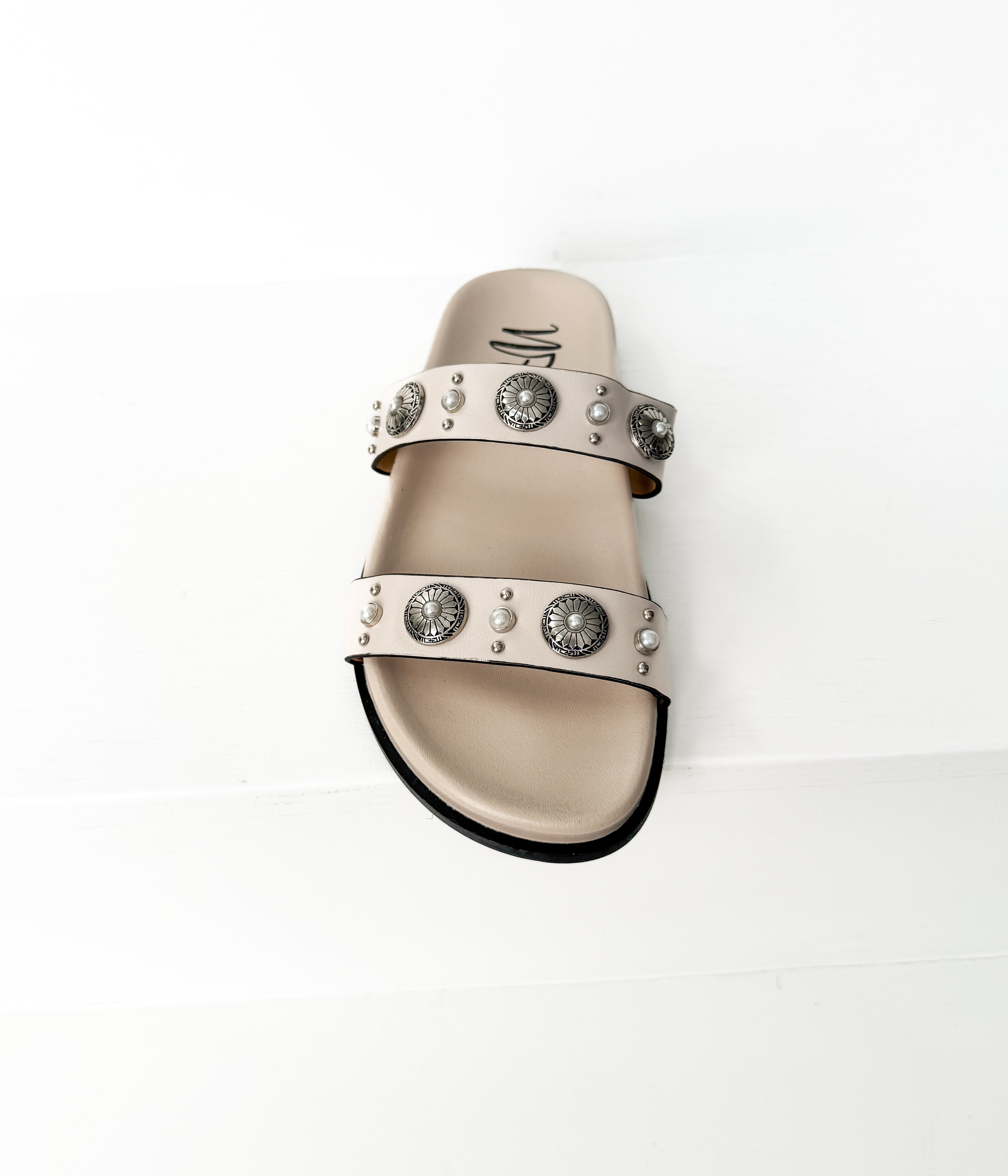 Briallen Western Studded Pearl Sandal in Cream - Rural Haze