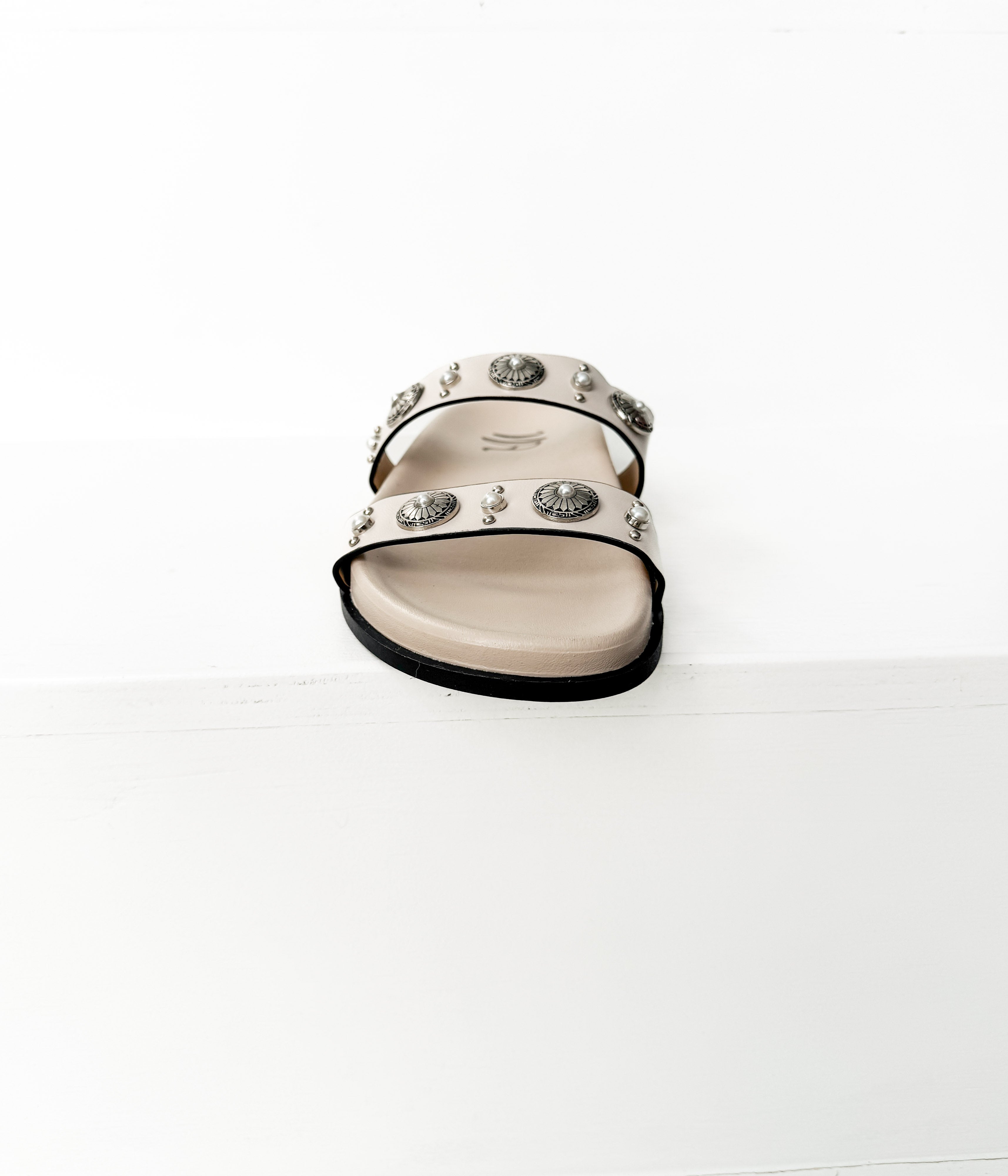 Briallen Western Studded Pearl Sandal in Cream - Rural Haze