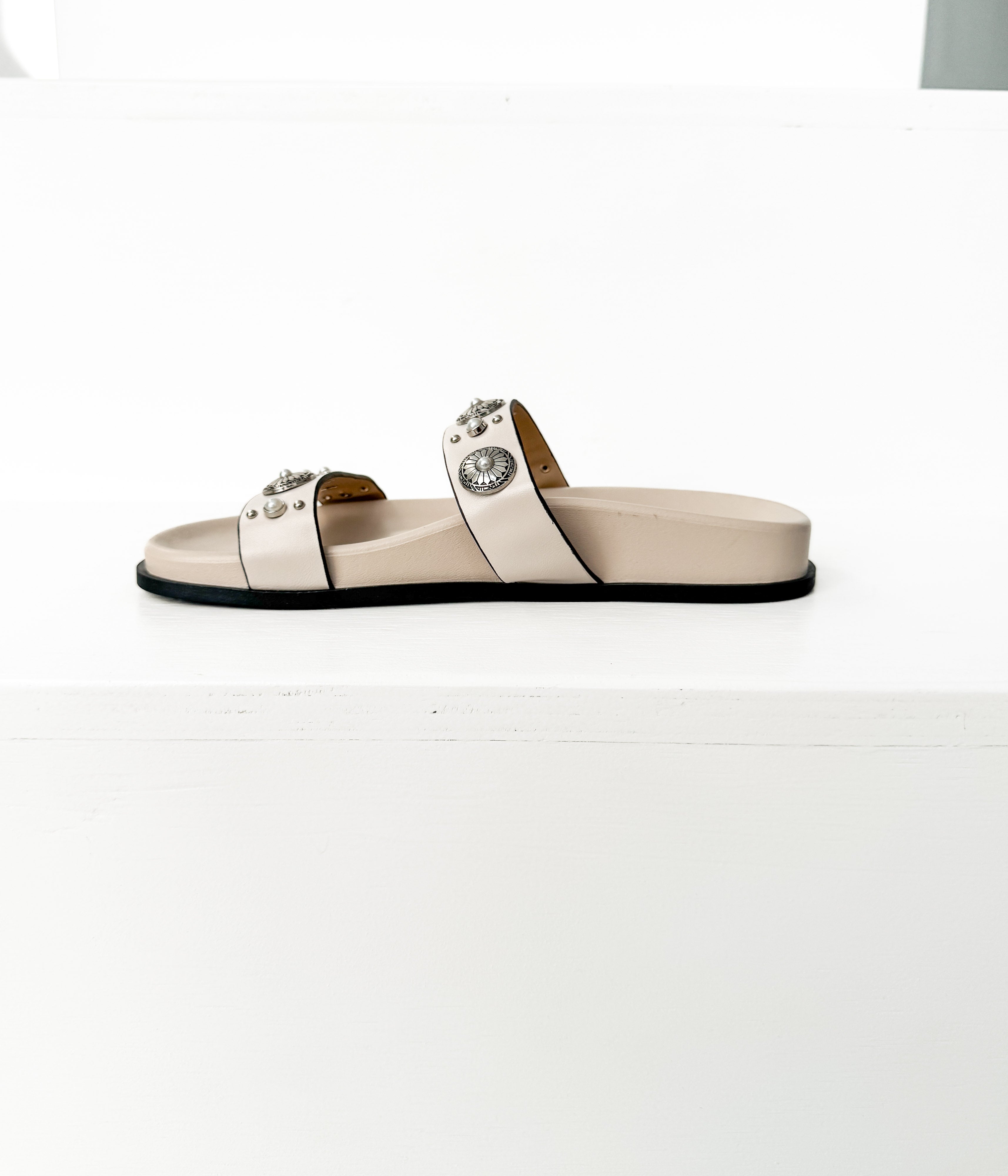 Briallen Western Studded Pearl Sandal in Cream - Rural Haze