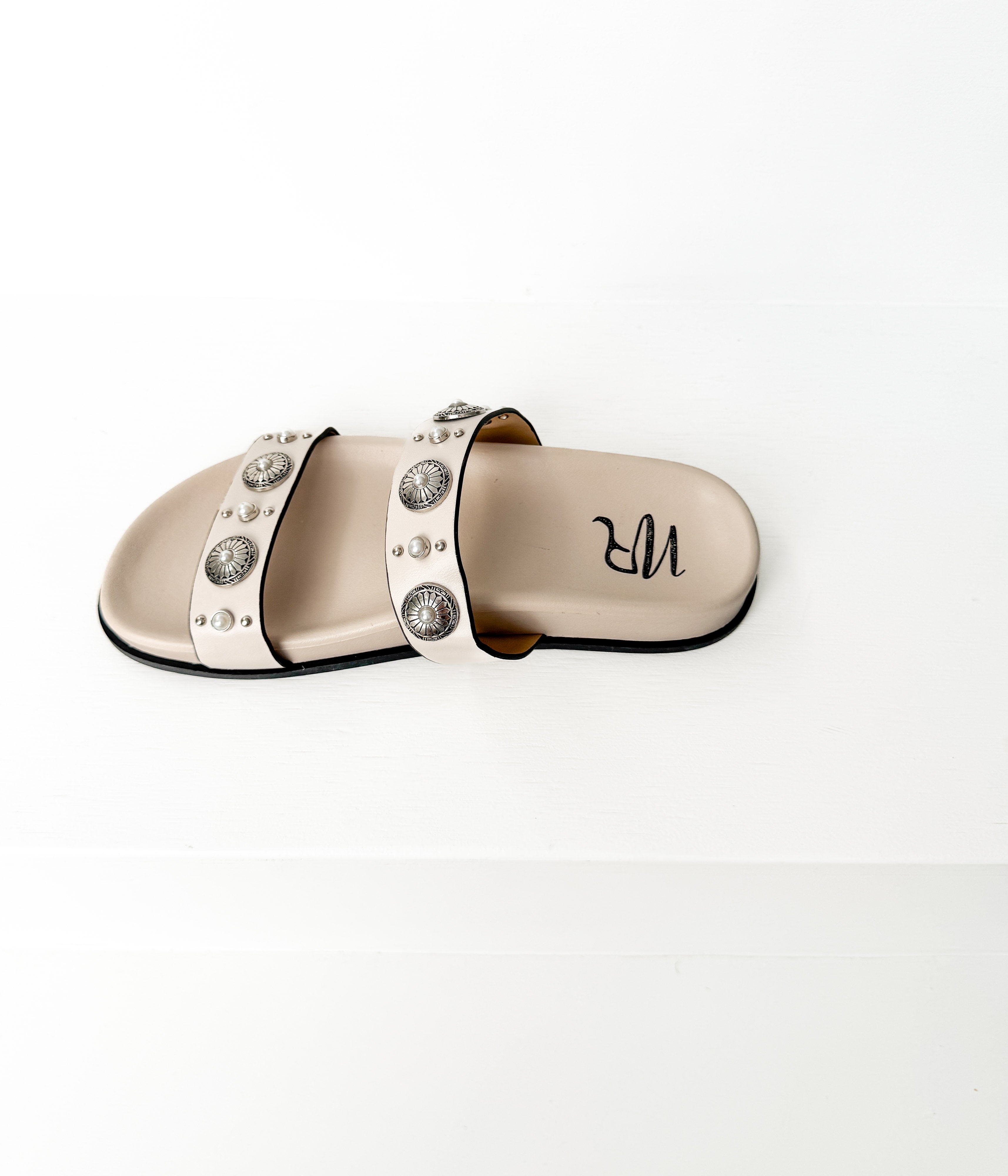 Briallen Western Studded Pearl Sandal in Cream - Rural Haze