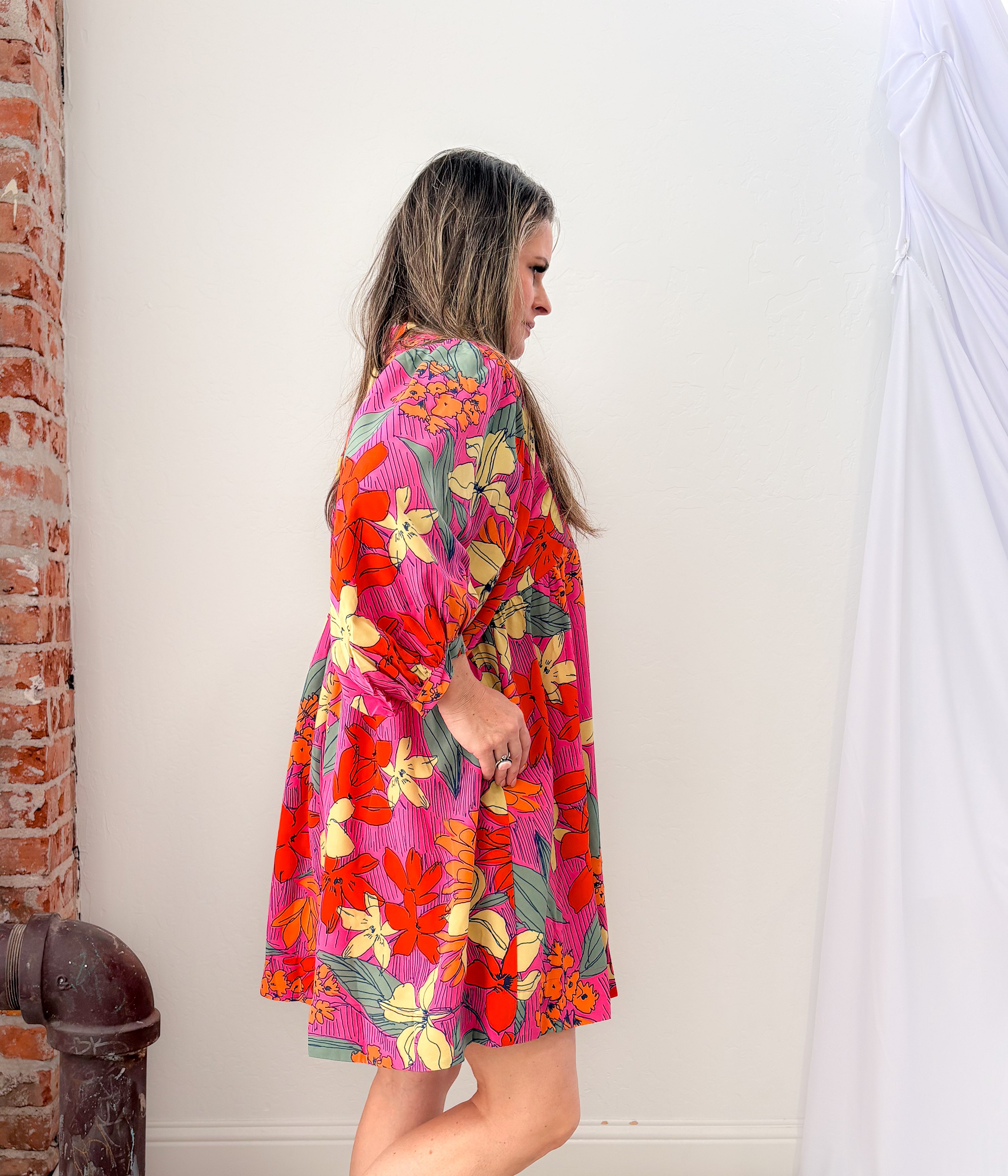 Bright Belle Floral Dress in Pink - Rural Haze