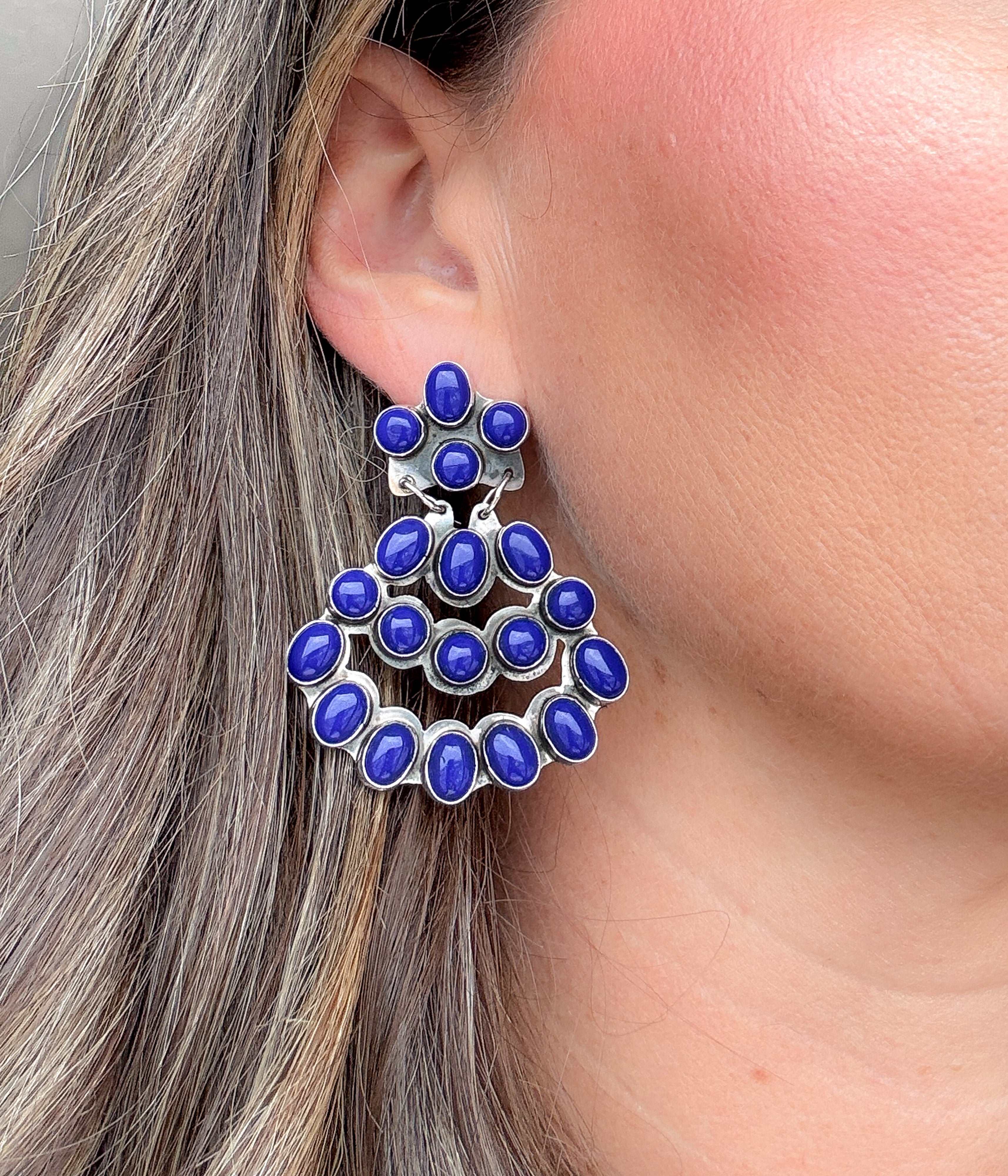 Blue Lapis Navajo Statement Earrings