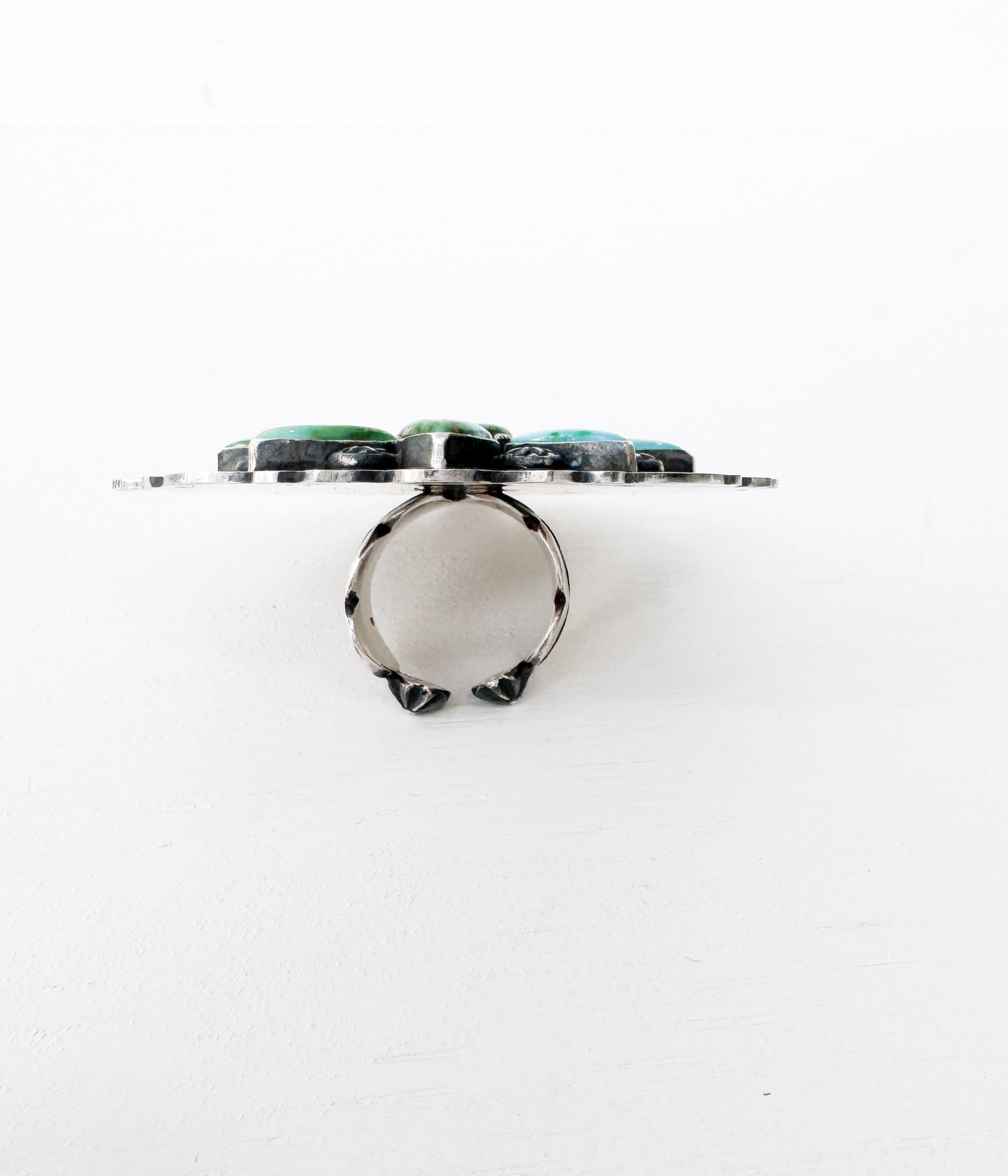 Massive Navajo Turquoise Adjustable Cluster Ring with Kingman Turquoise