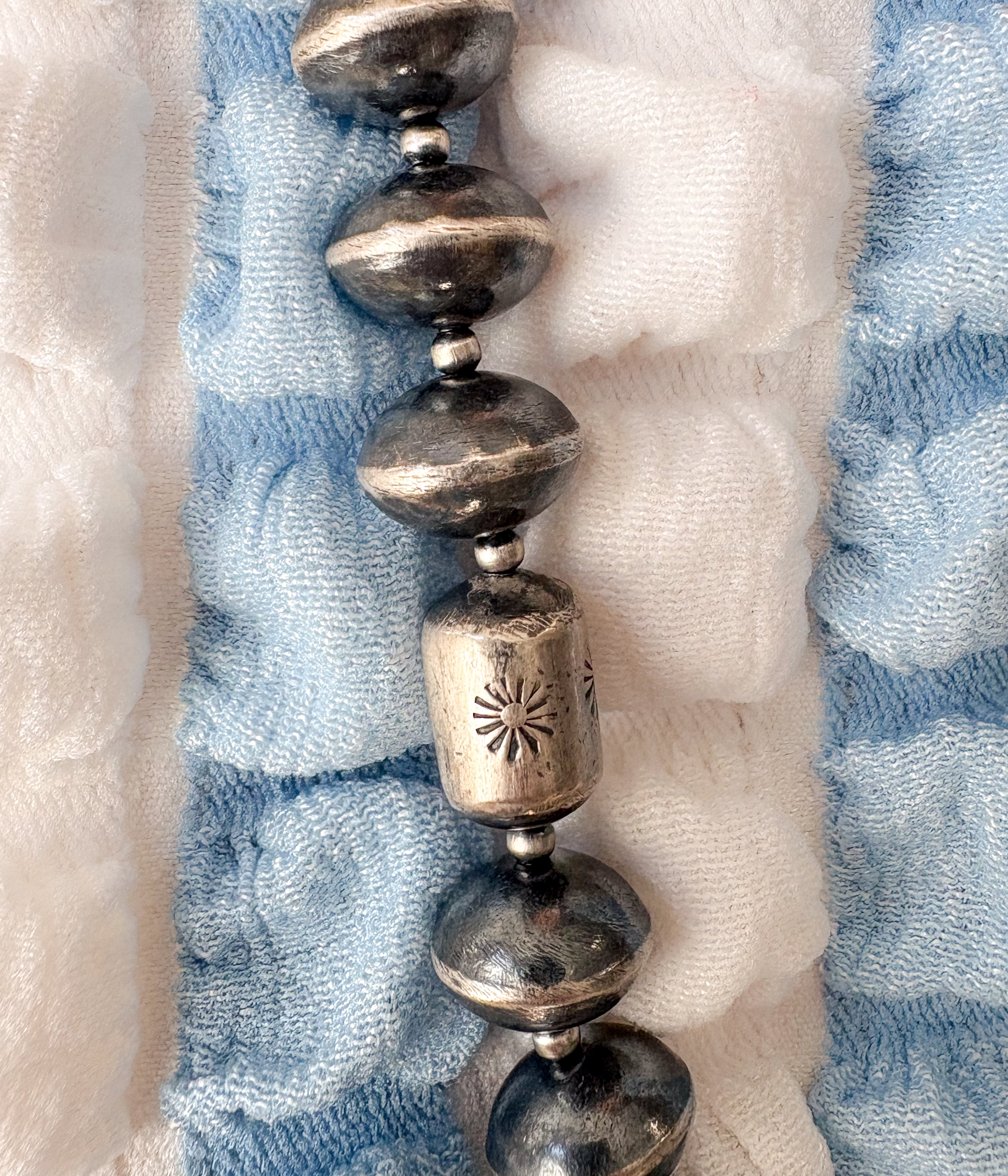 Navajo Pearl Stamped Bar Necklace