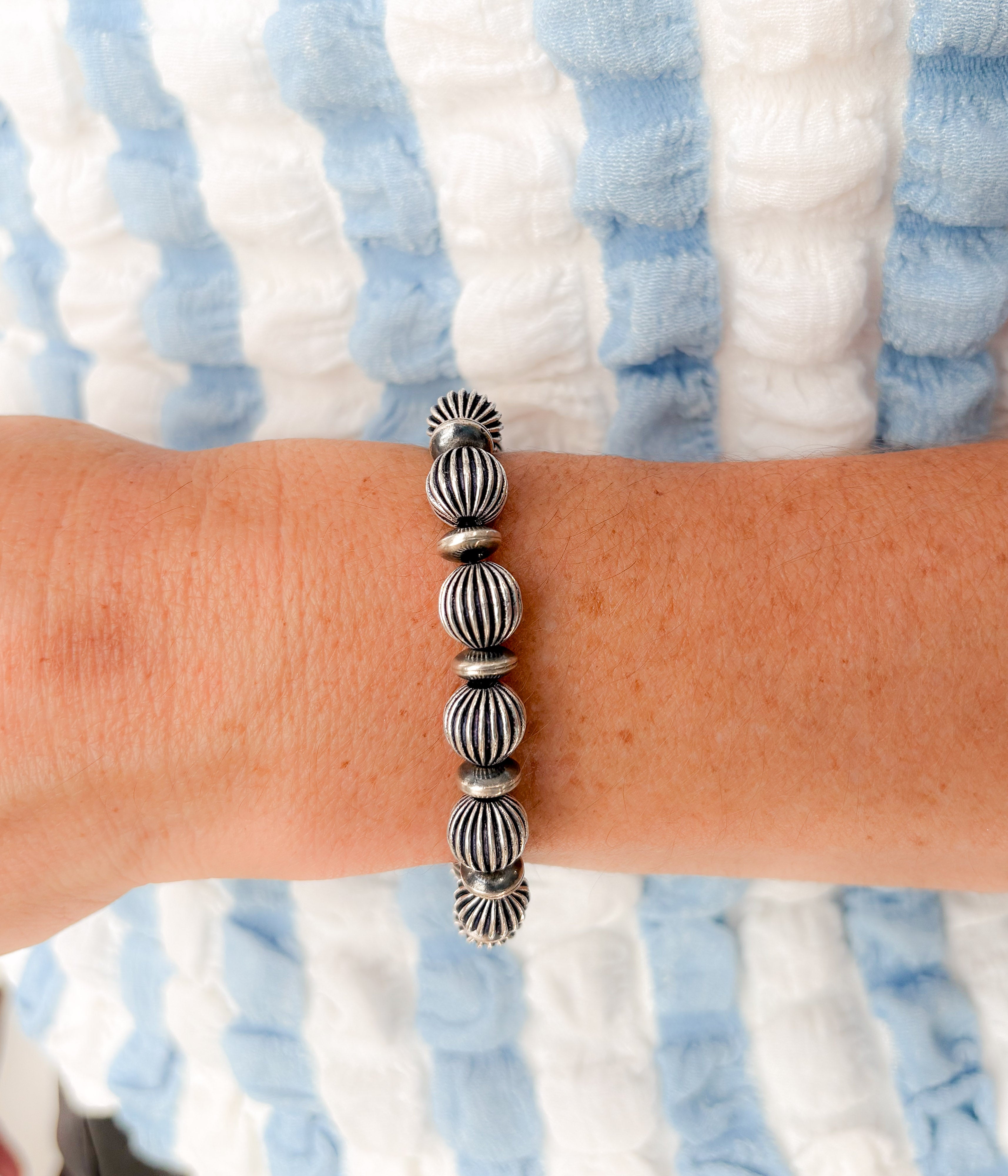 Navajo Melon and Saucer Bead Stretch Bracelet