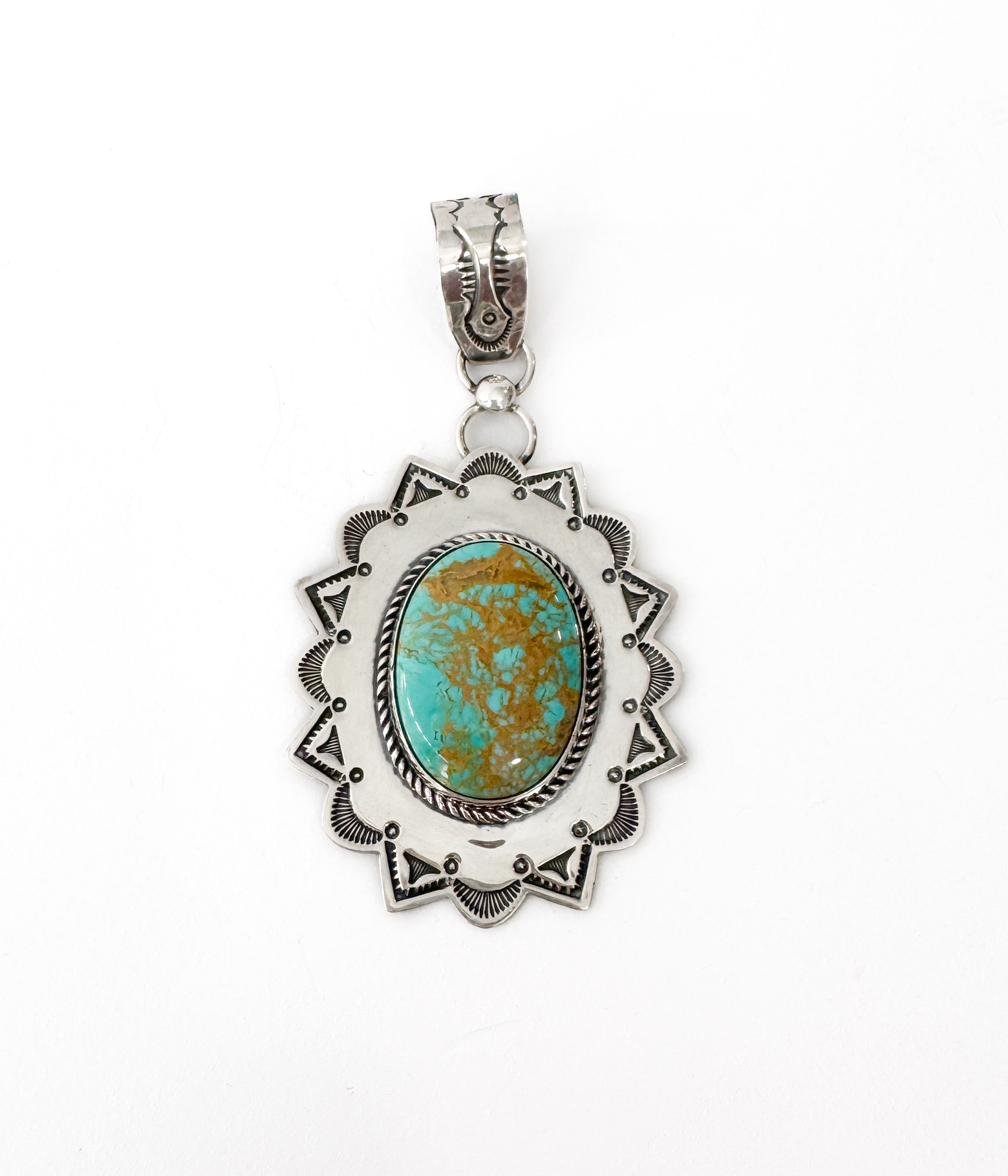 Roland Dixon Large Navajo Turquoise Pendant
