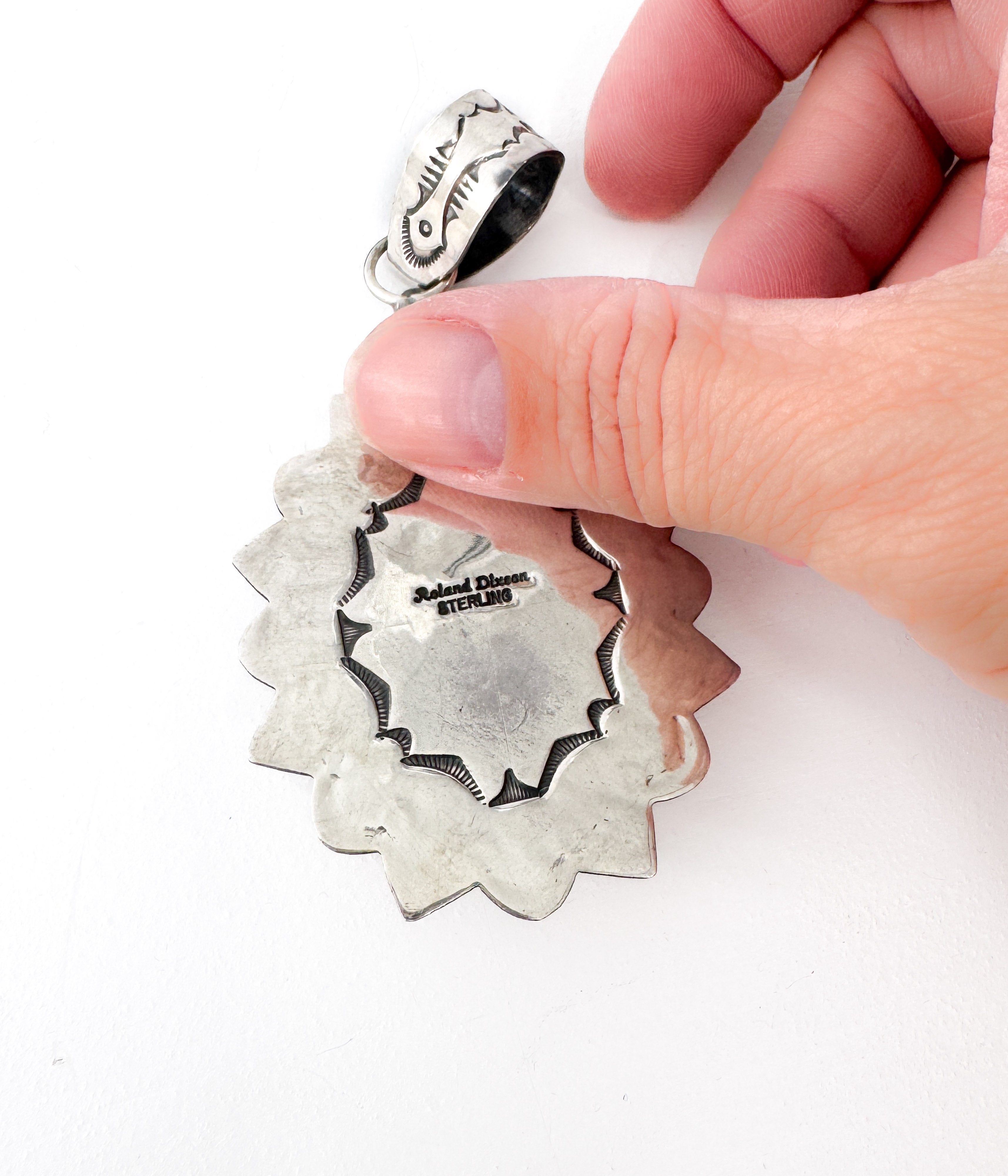 Roland Dixon Large Navajo Turquoise Pendant