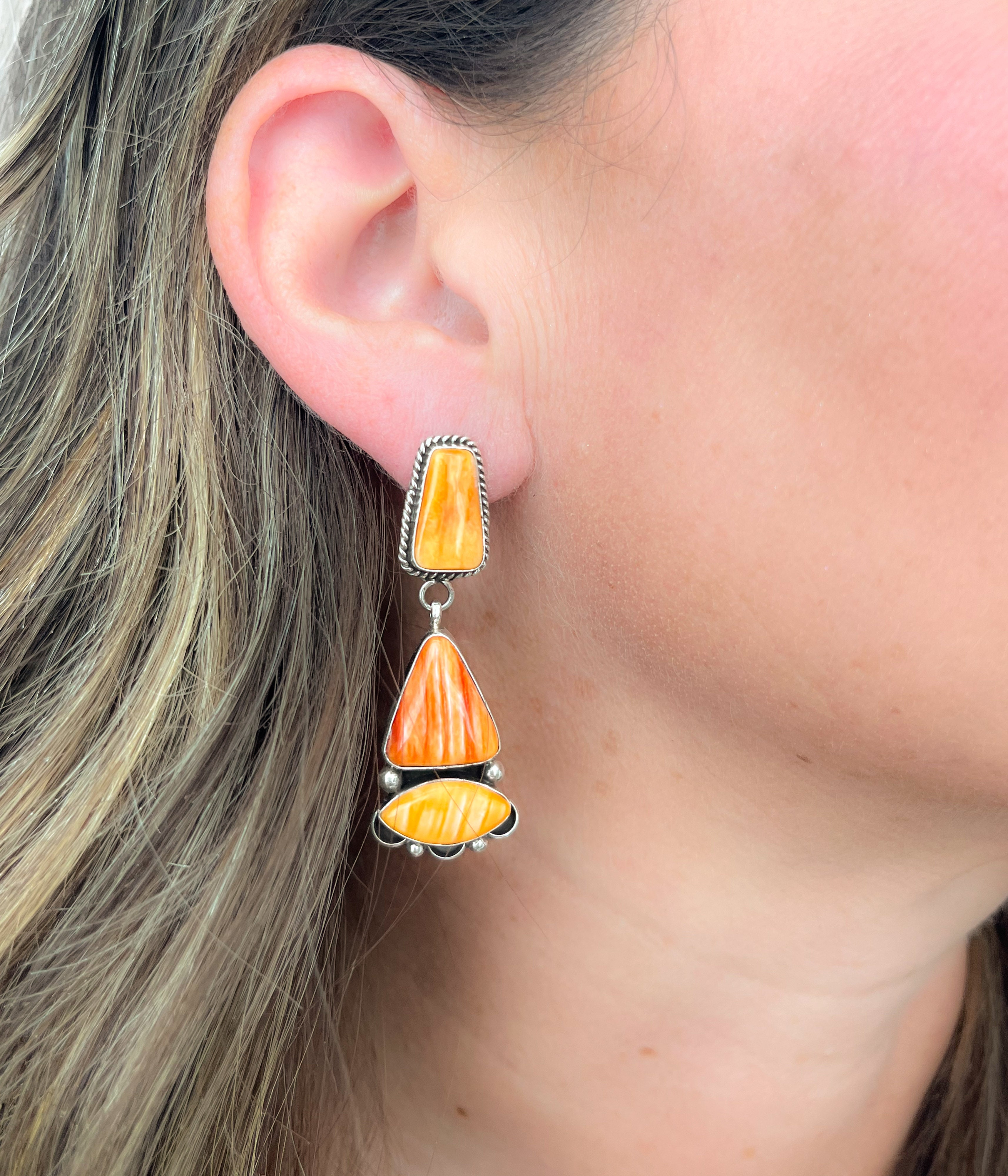 Three Piece Spiny Oyster Earrings