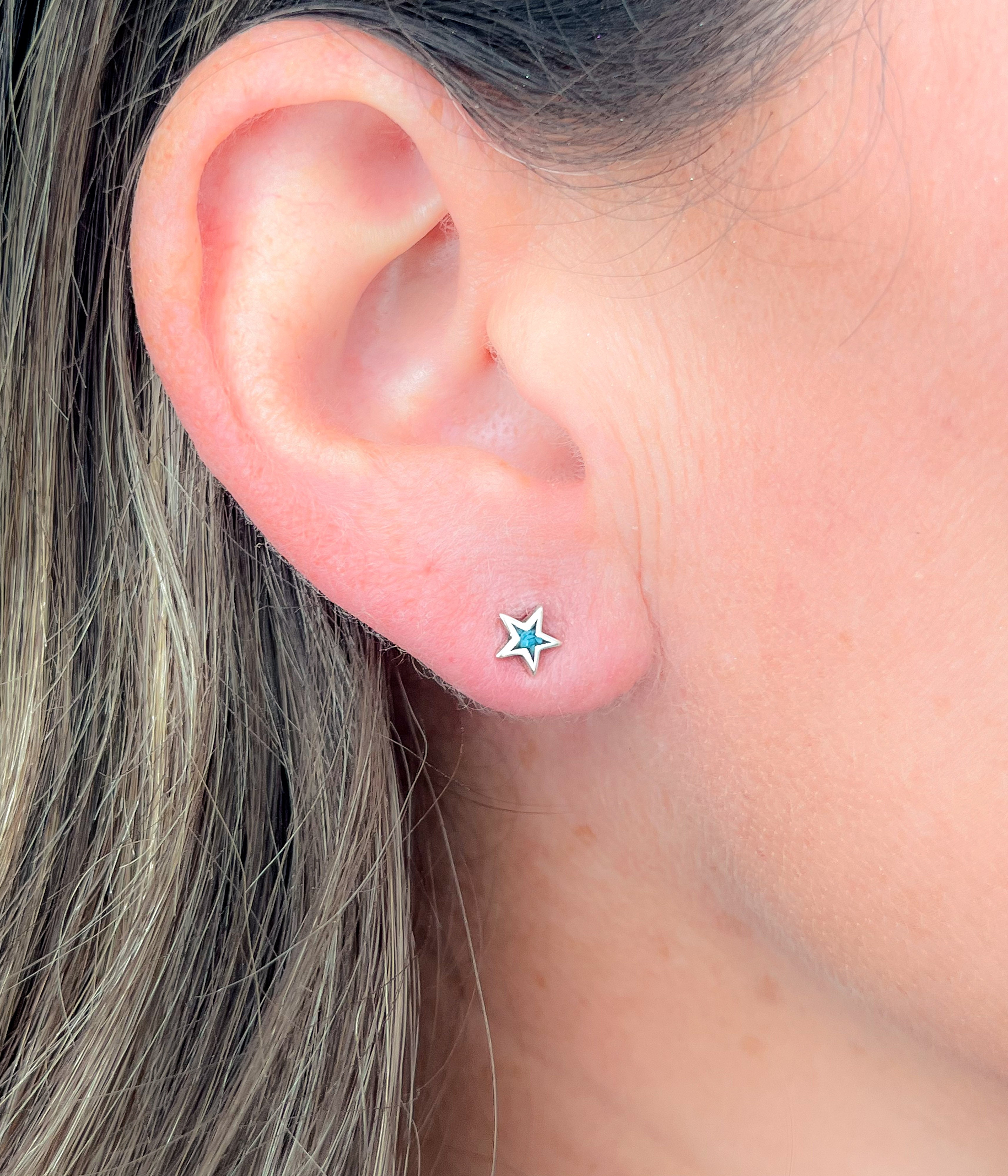 Petite Star Studs with Turquoise