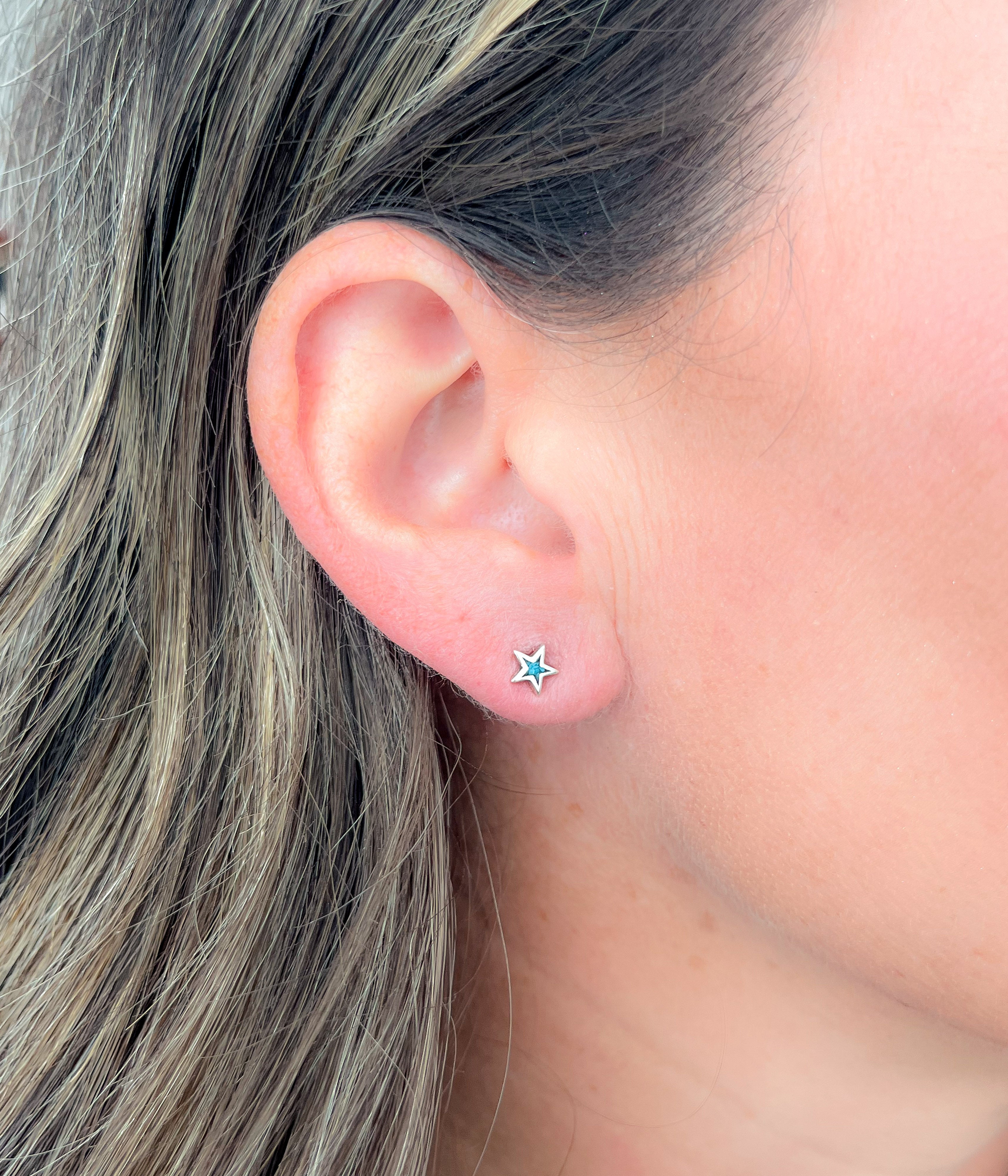 Petite Star Studs with Turquoise