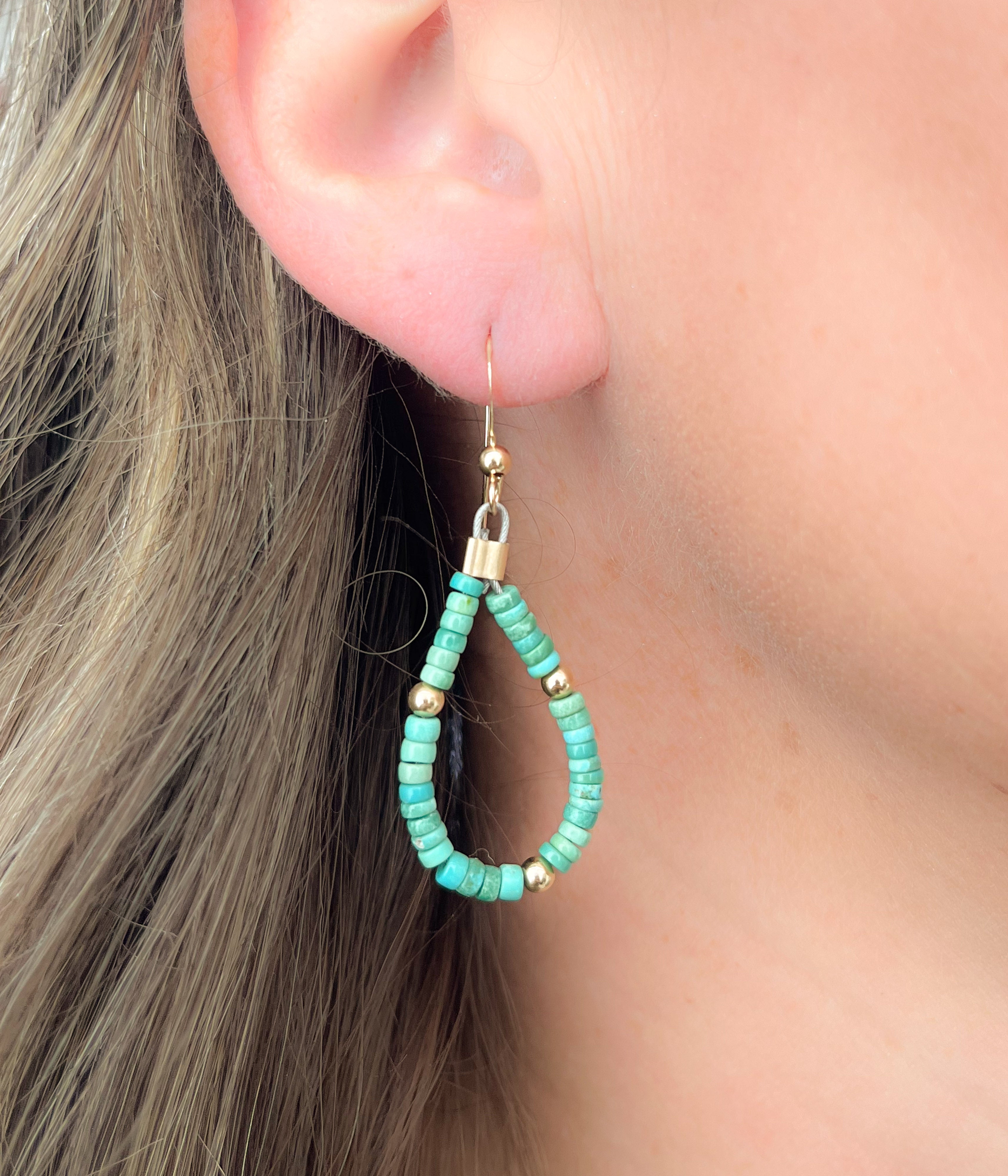 Gold and Kingman Teardrop Earrings