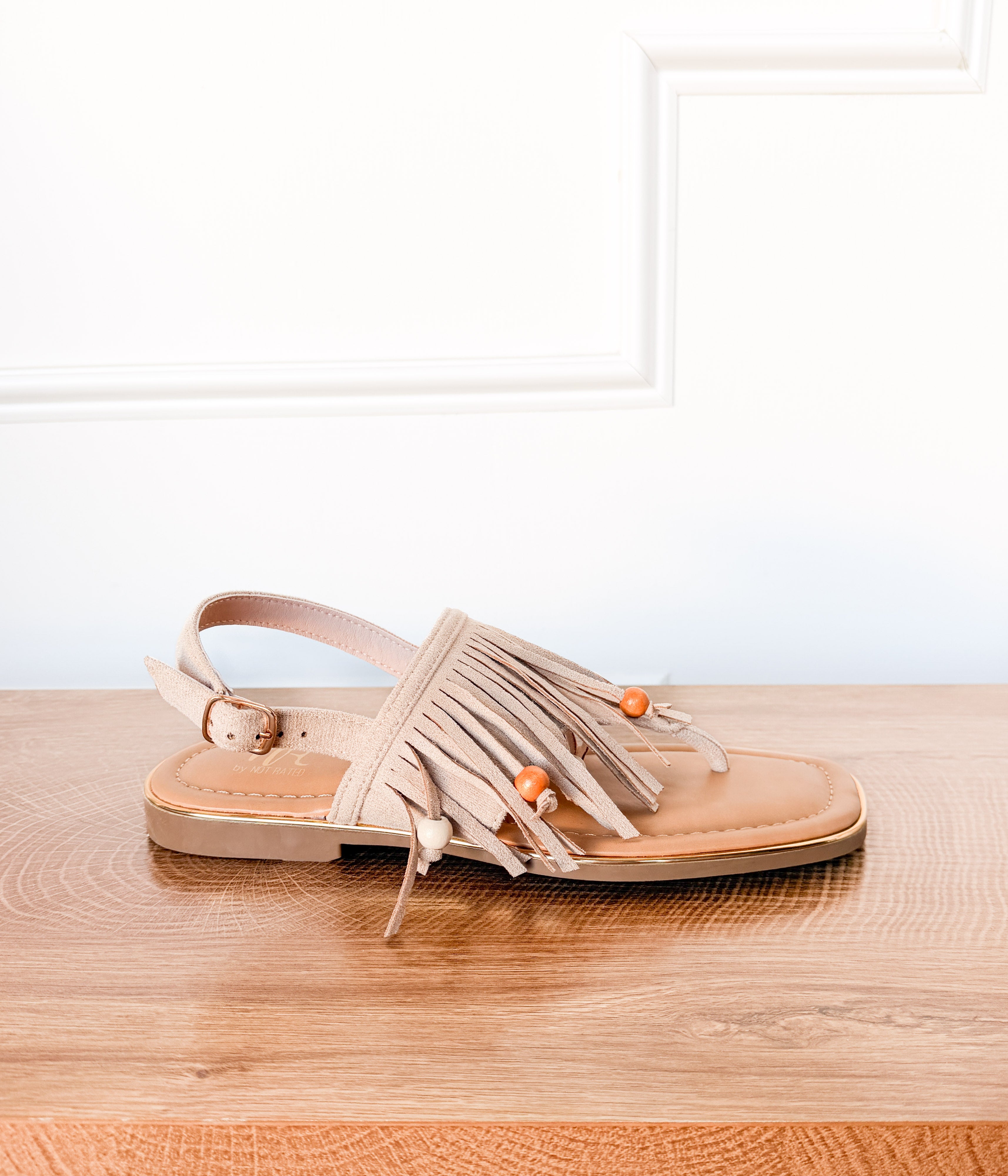 Claremont Fringe Sandal in Beige - Rural Haze