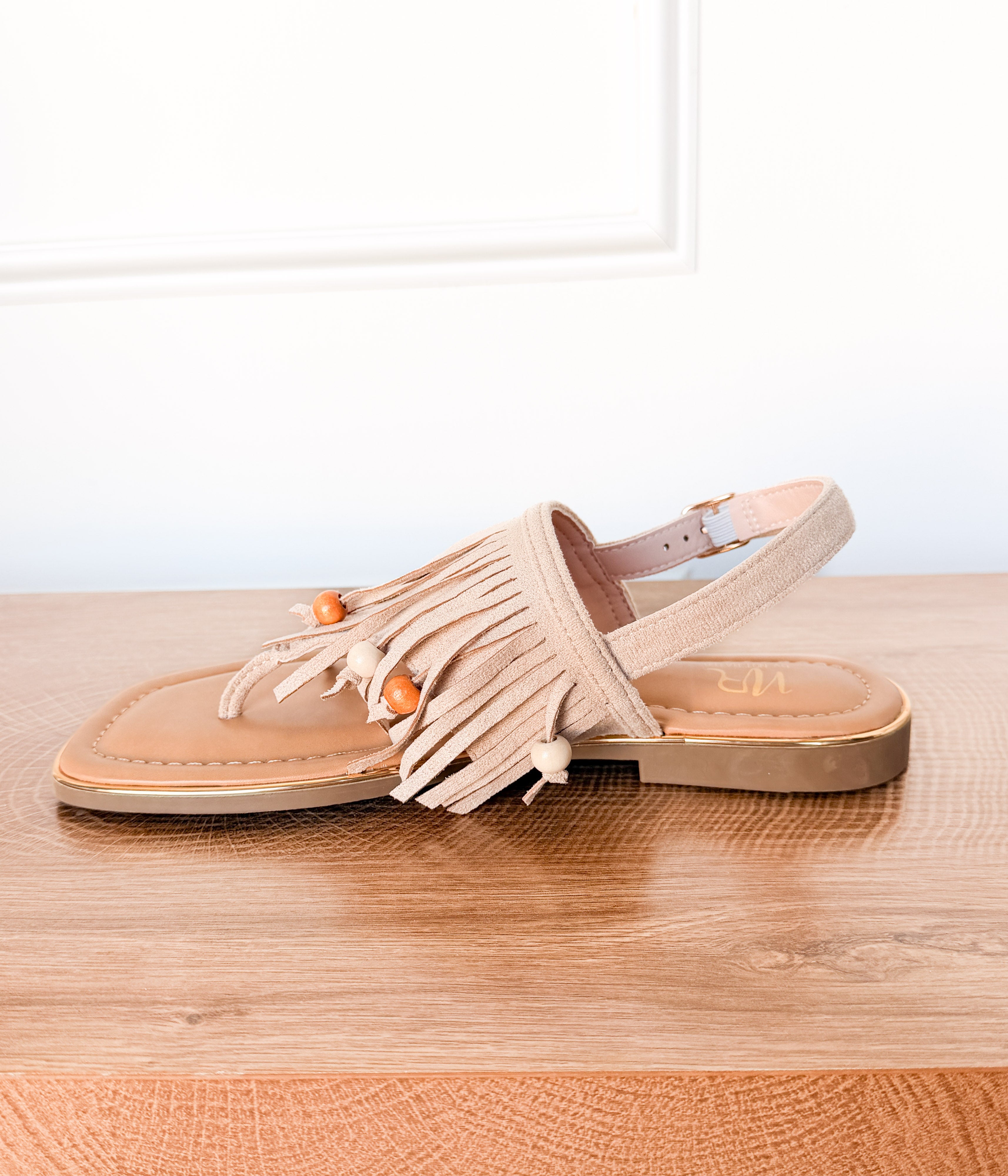Claremont Fringe Sandal in Beige - Rural Haze