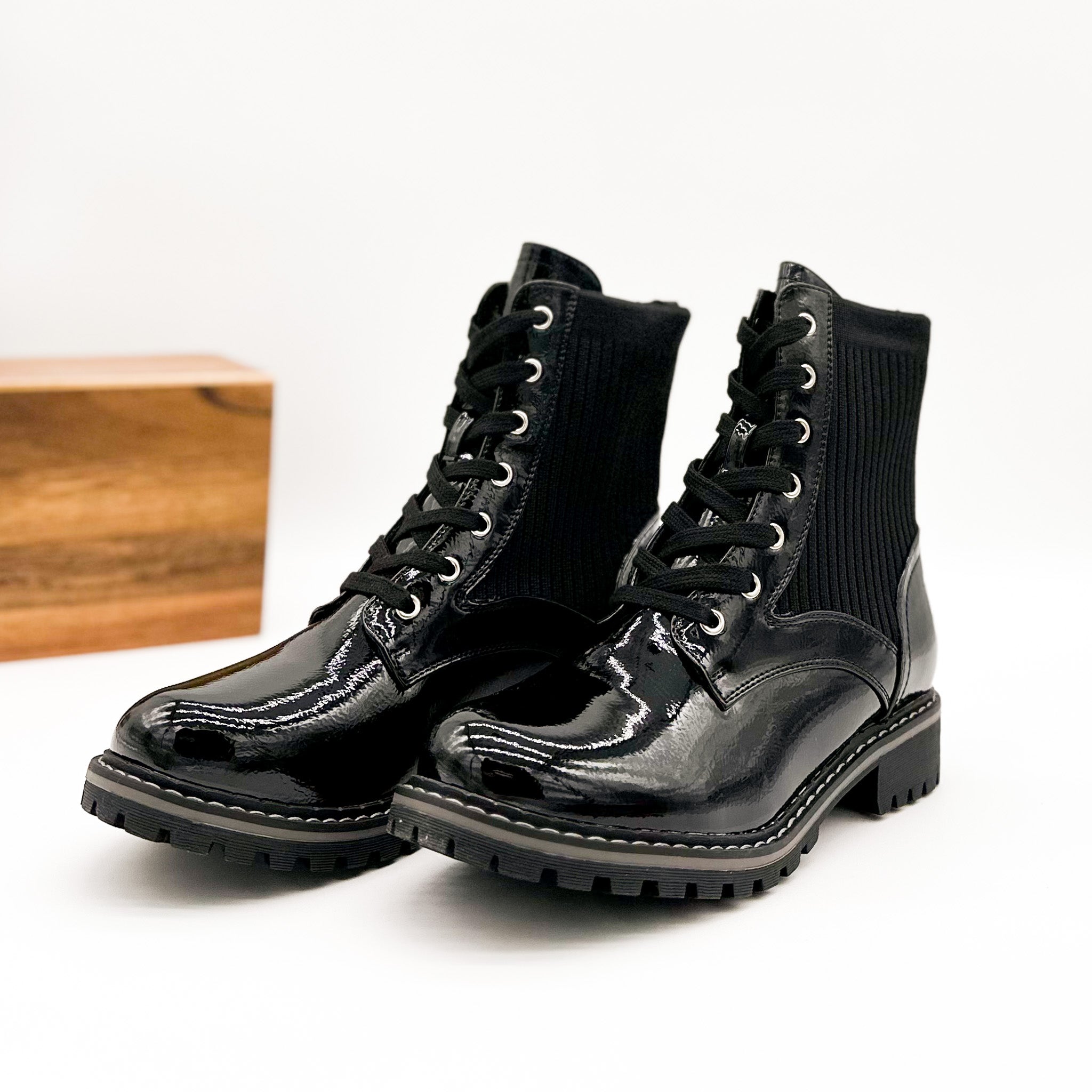 Creep It Real Boot in Black Patent