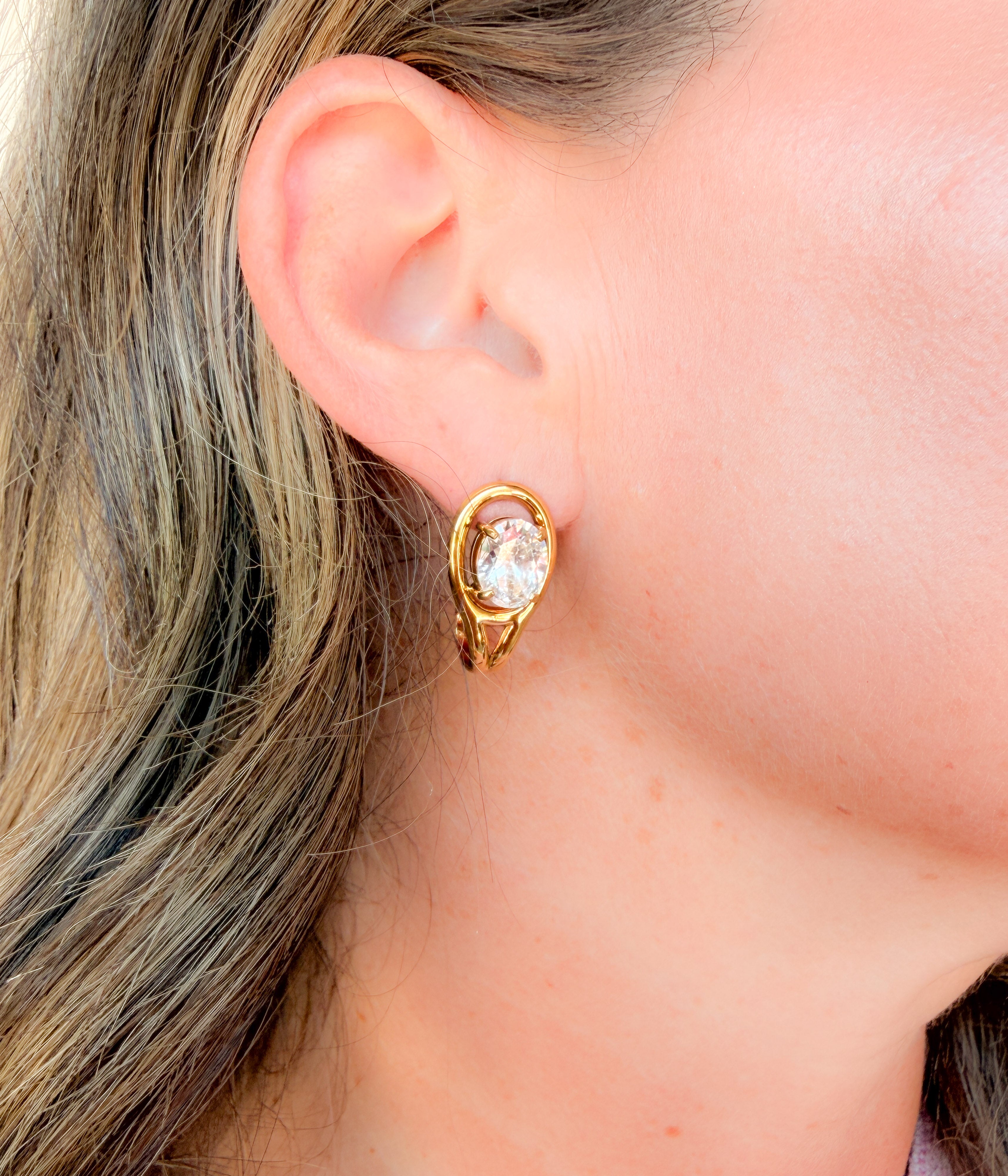 Gold Double Crystal Wrap  Earrings