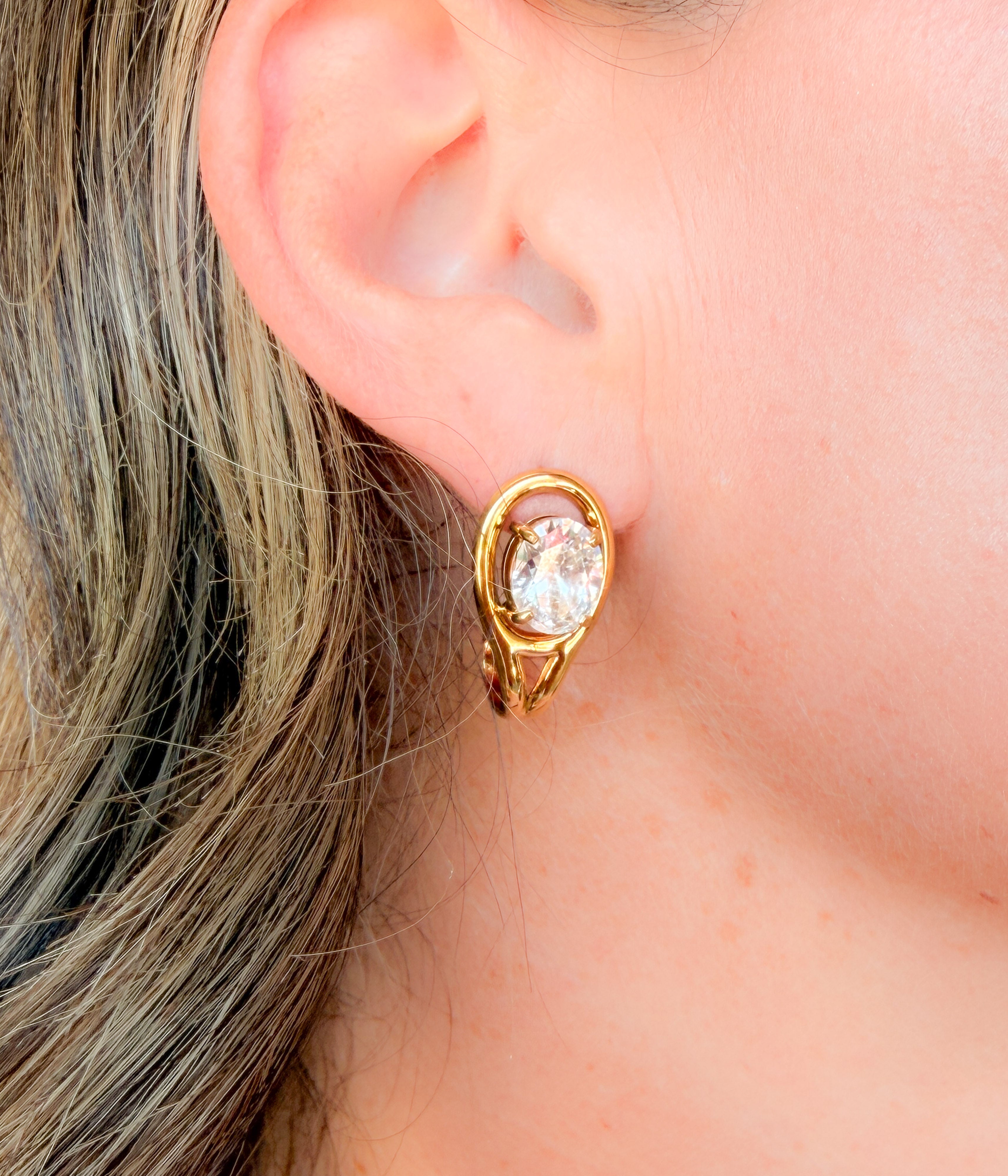 Gold Double Crystal Wrap  Earrings