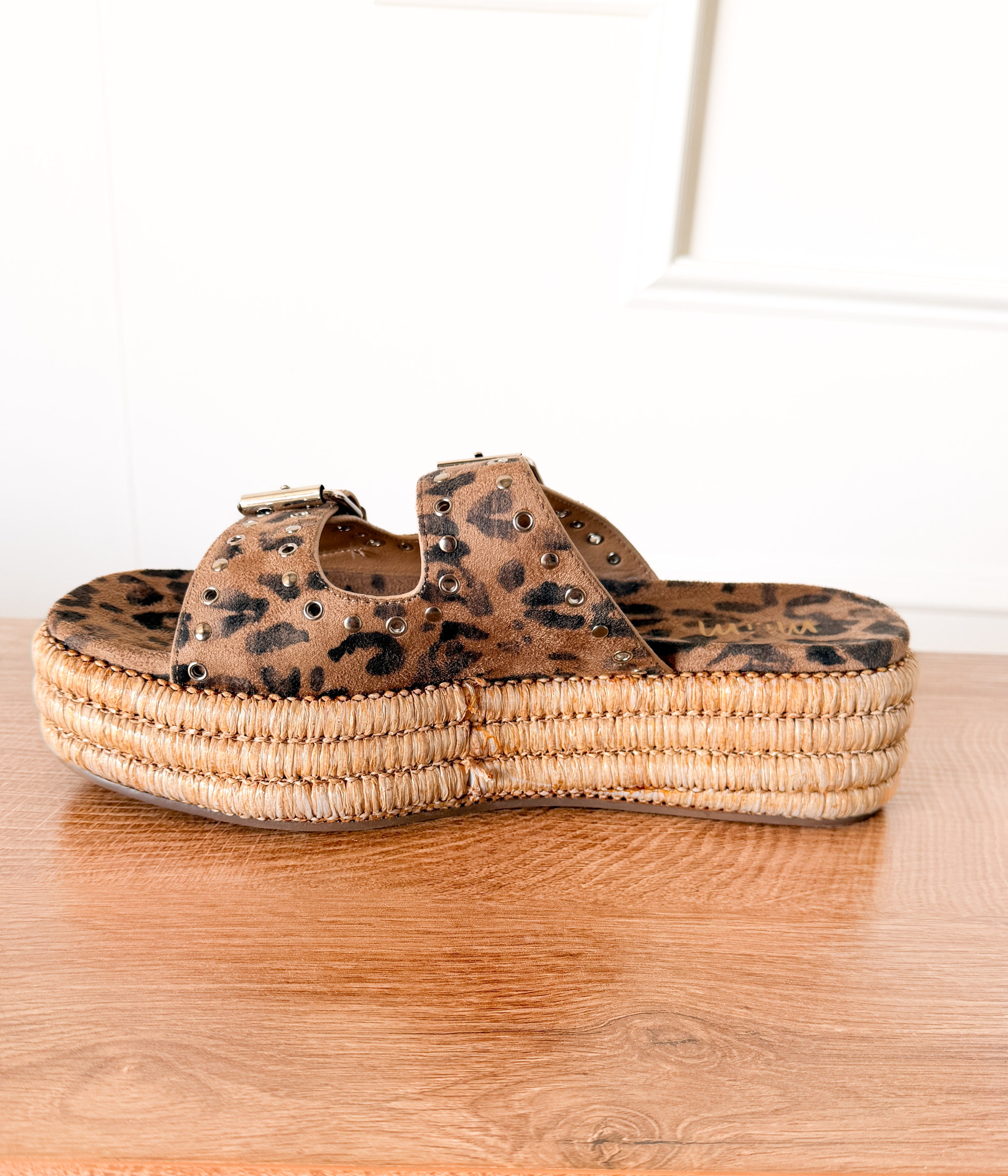Holly Platform Sandal in Leopard - Rural Haze