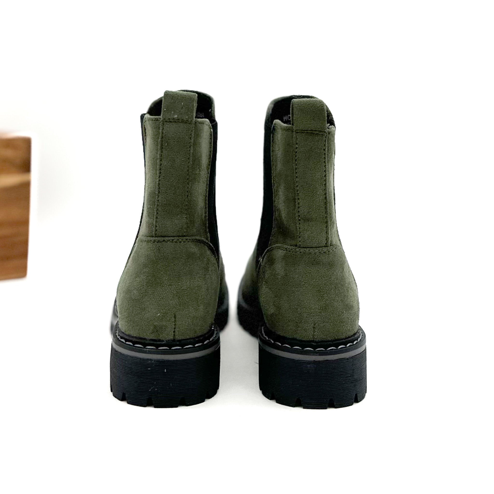 Howl Ankle Boots in Dark Green Suede