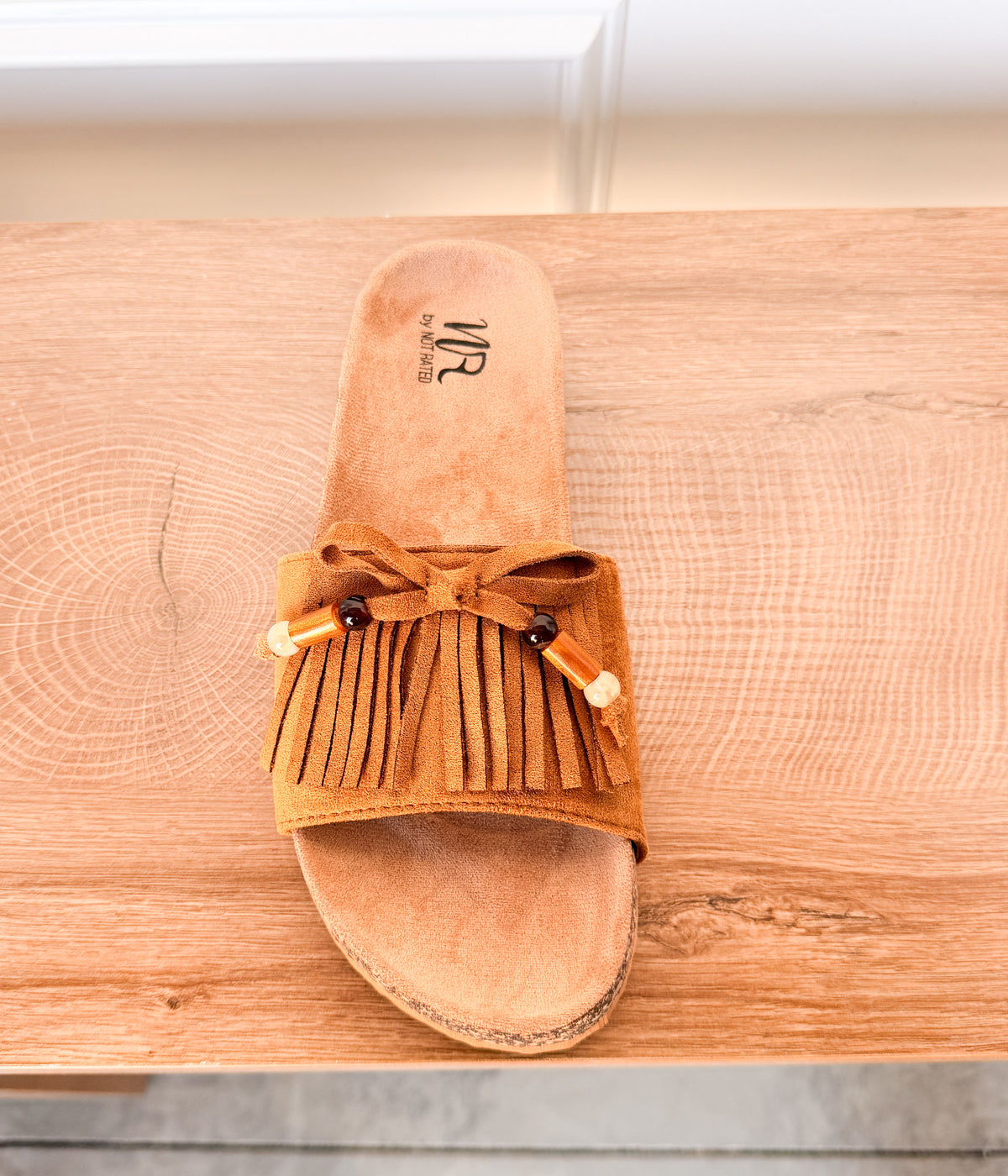Lilliam Fringe Beaded Sandals in Tan - Rural Haze