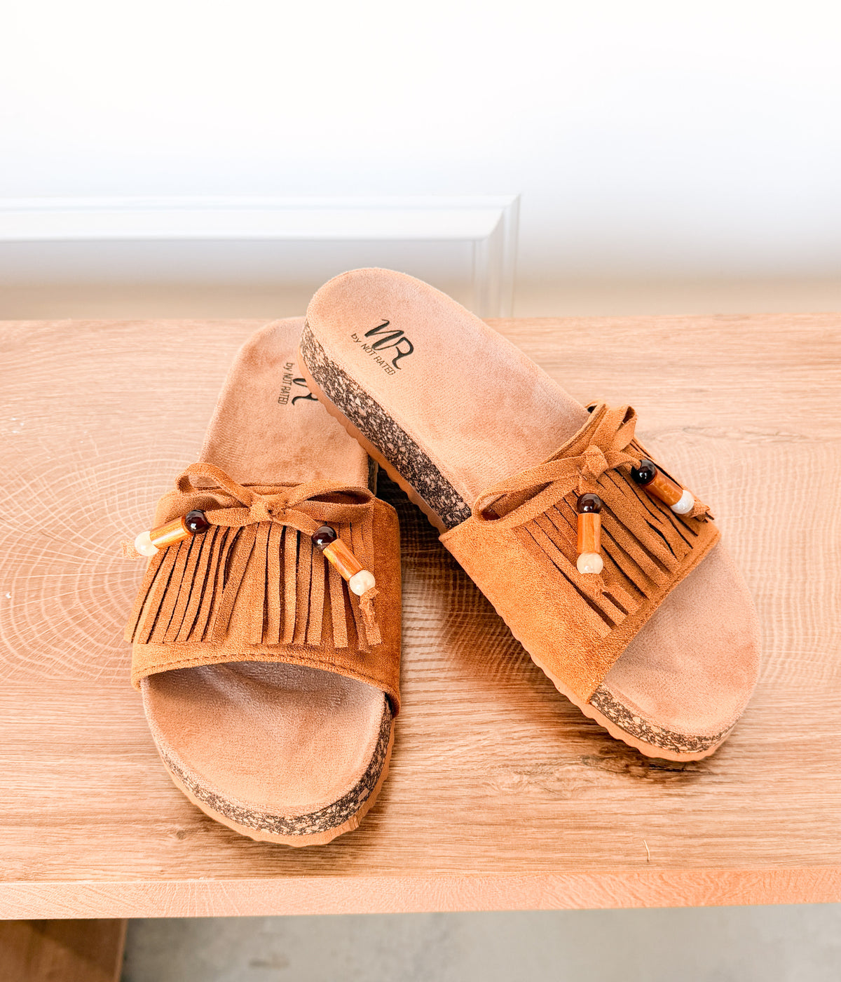 Lilliam Fringe Beaded Sandals in Tan - Rural Haze