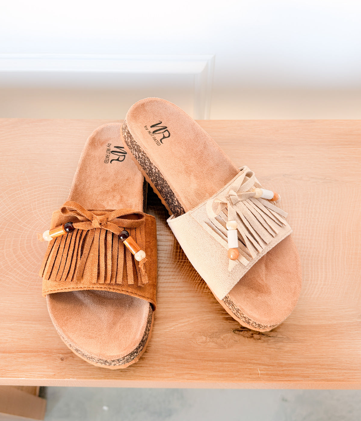 Lilliam Fringe Beaded Sandals in Tan - Rural Haze