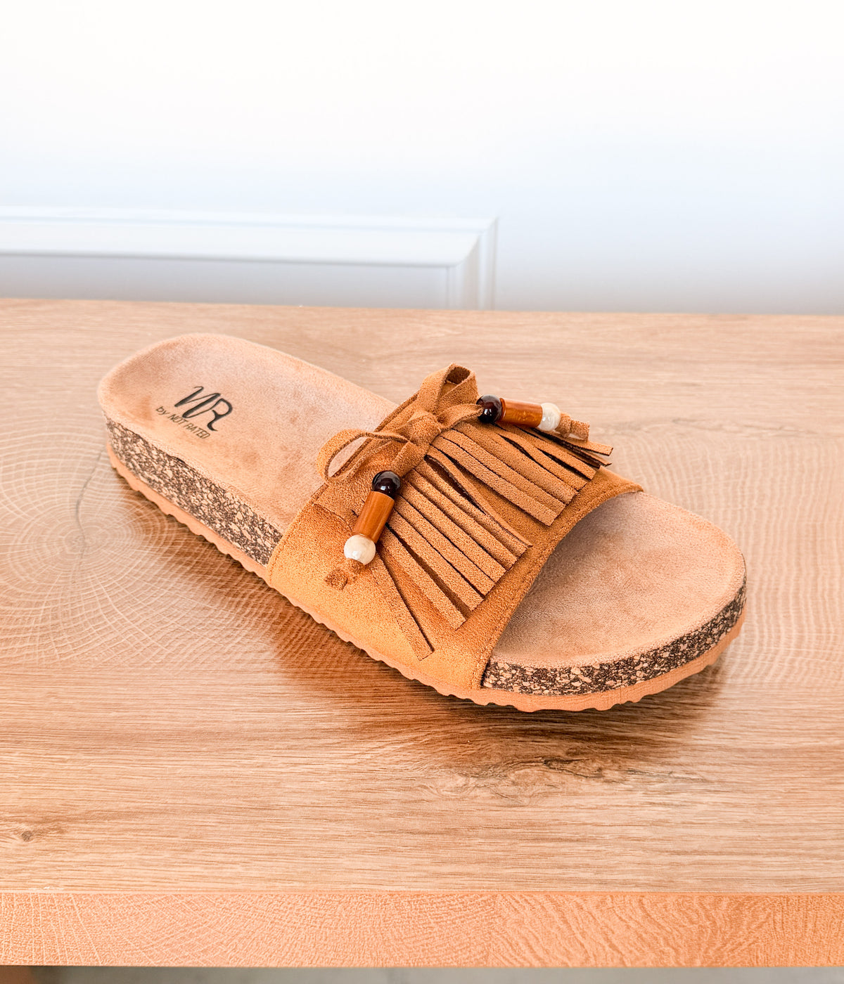 Lilliam Fringe Beaded Sandals in Tan - Rural Haze