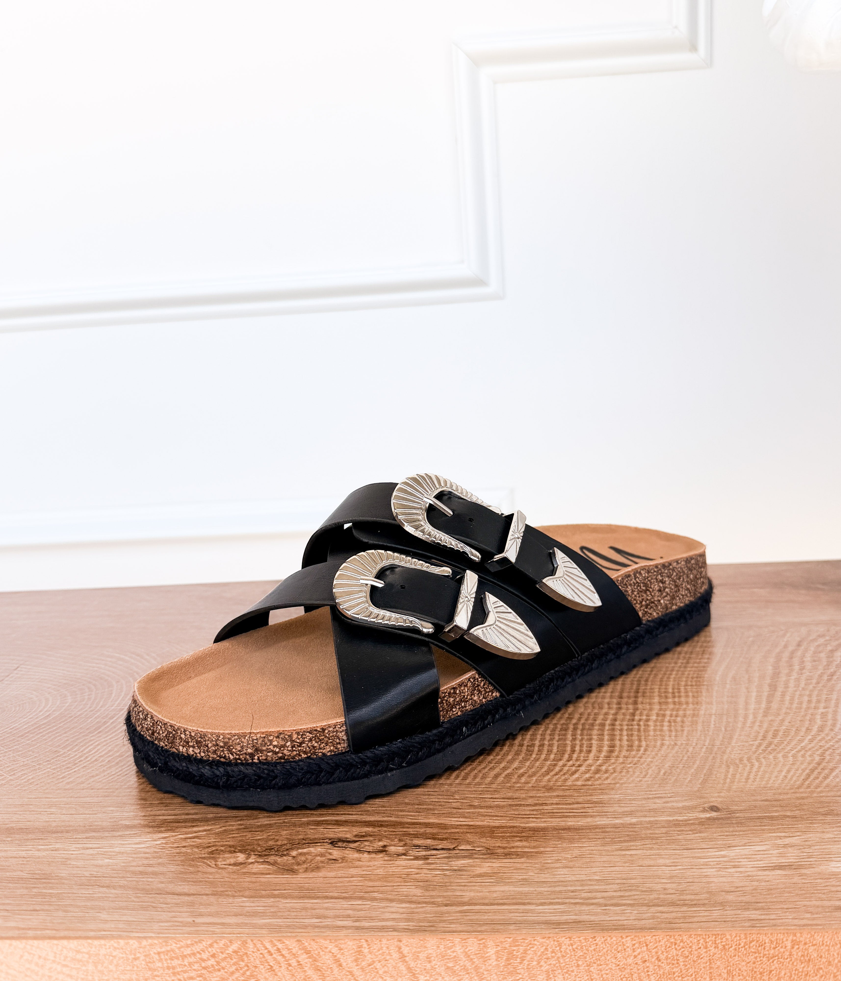 Iris Buckle Sandal in Black