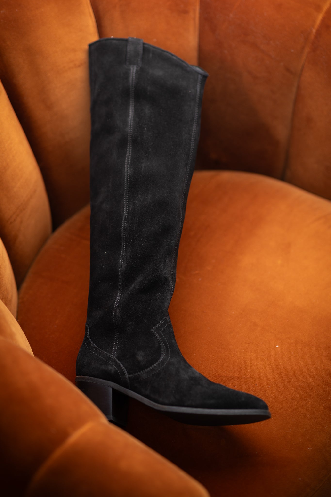 Izzy Suede Tall Boot in Black