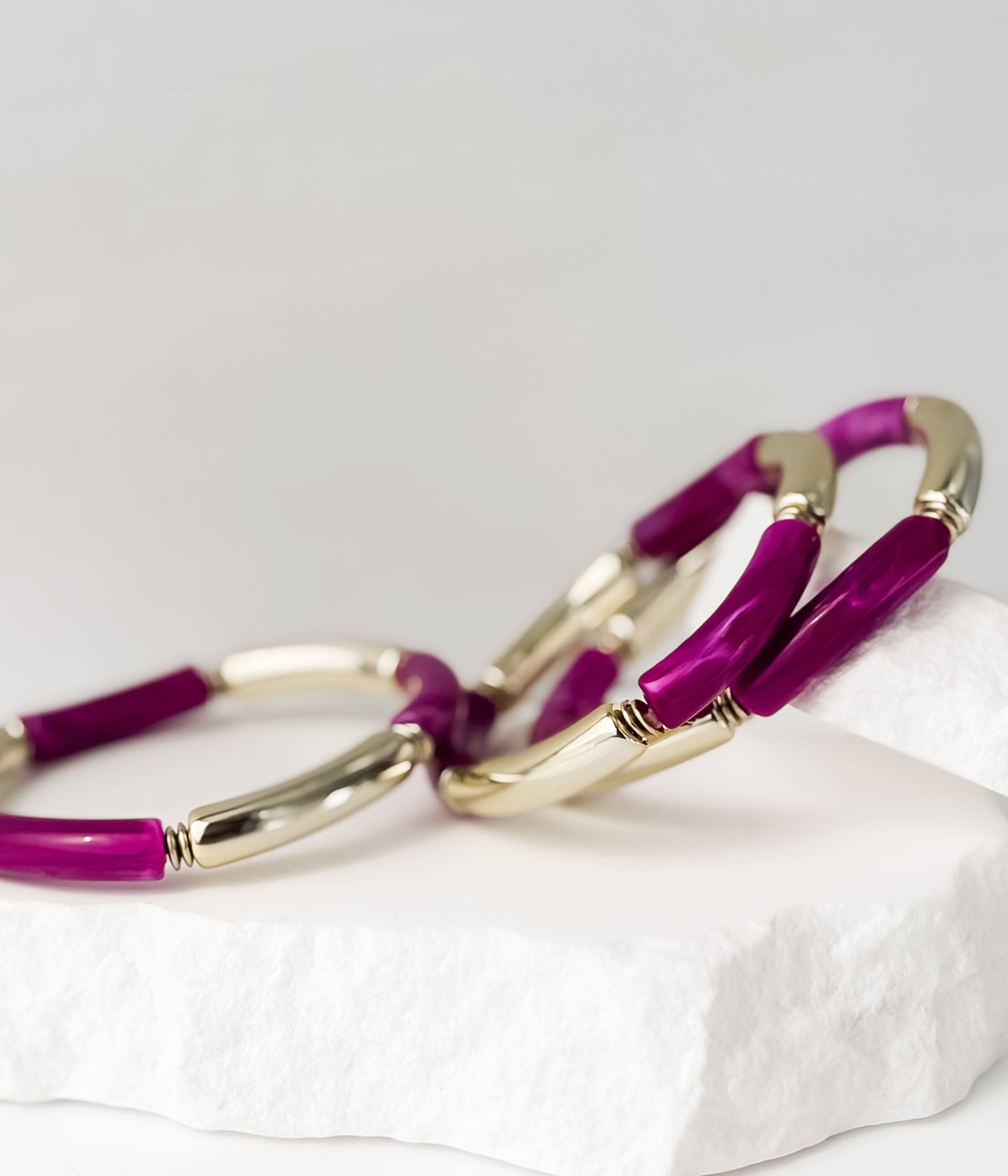 Magenta and Gold Stretch Bracelets