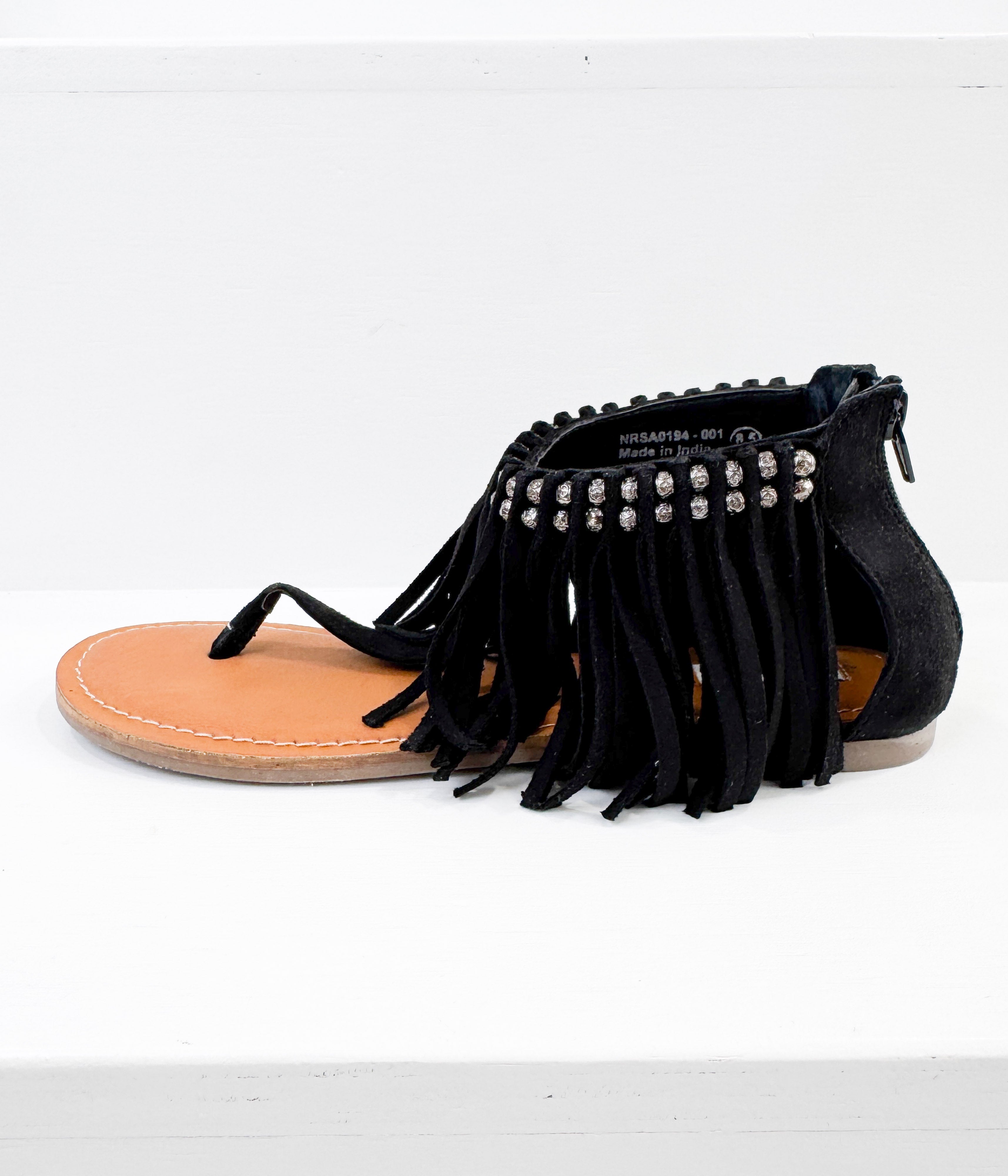 Keep the Peace Fringe Sandals in Black