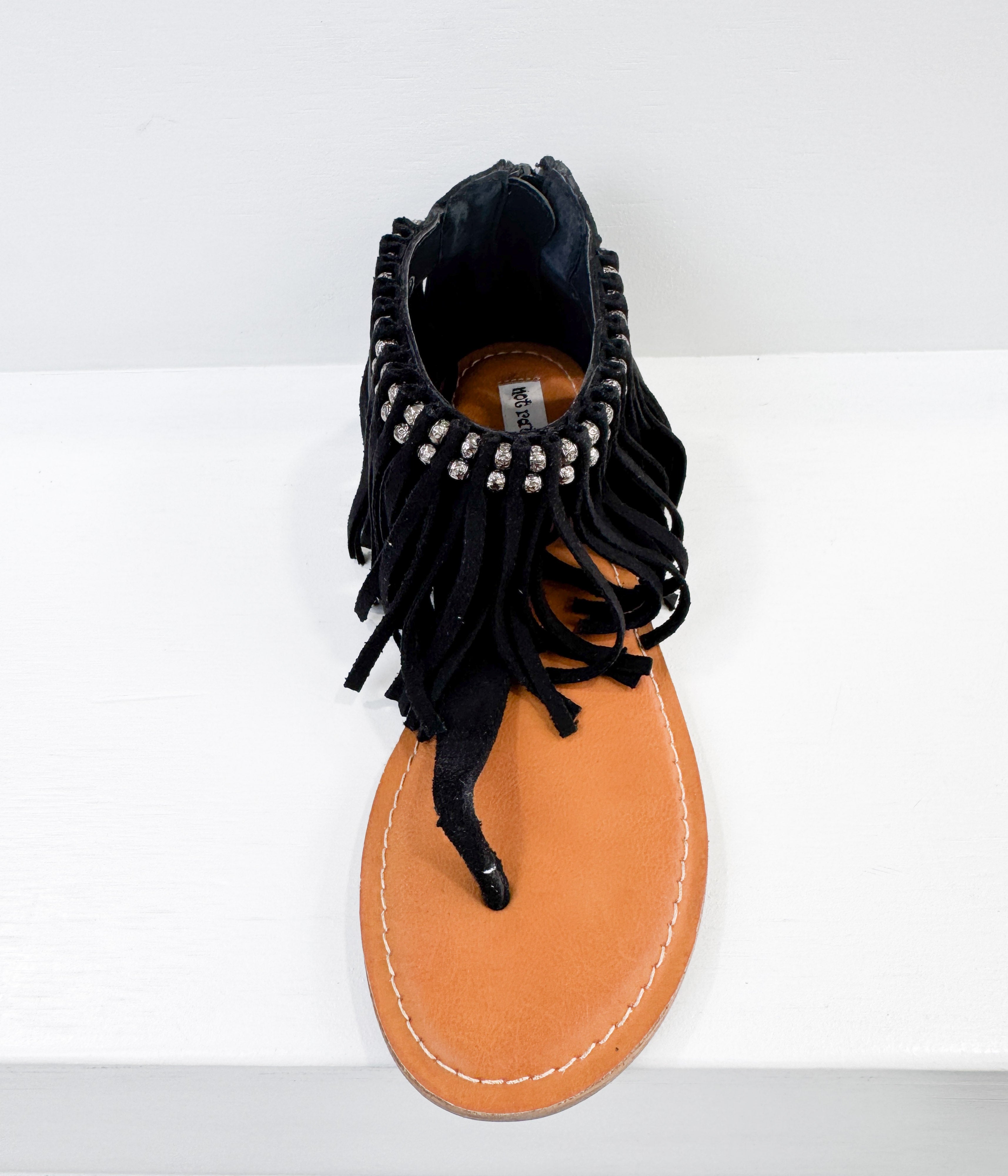 Keep the Peace Fringe Sandals in Black