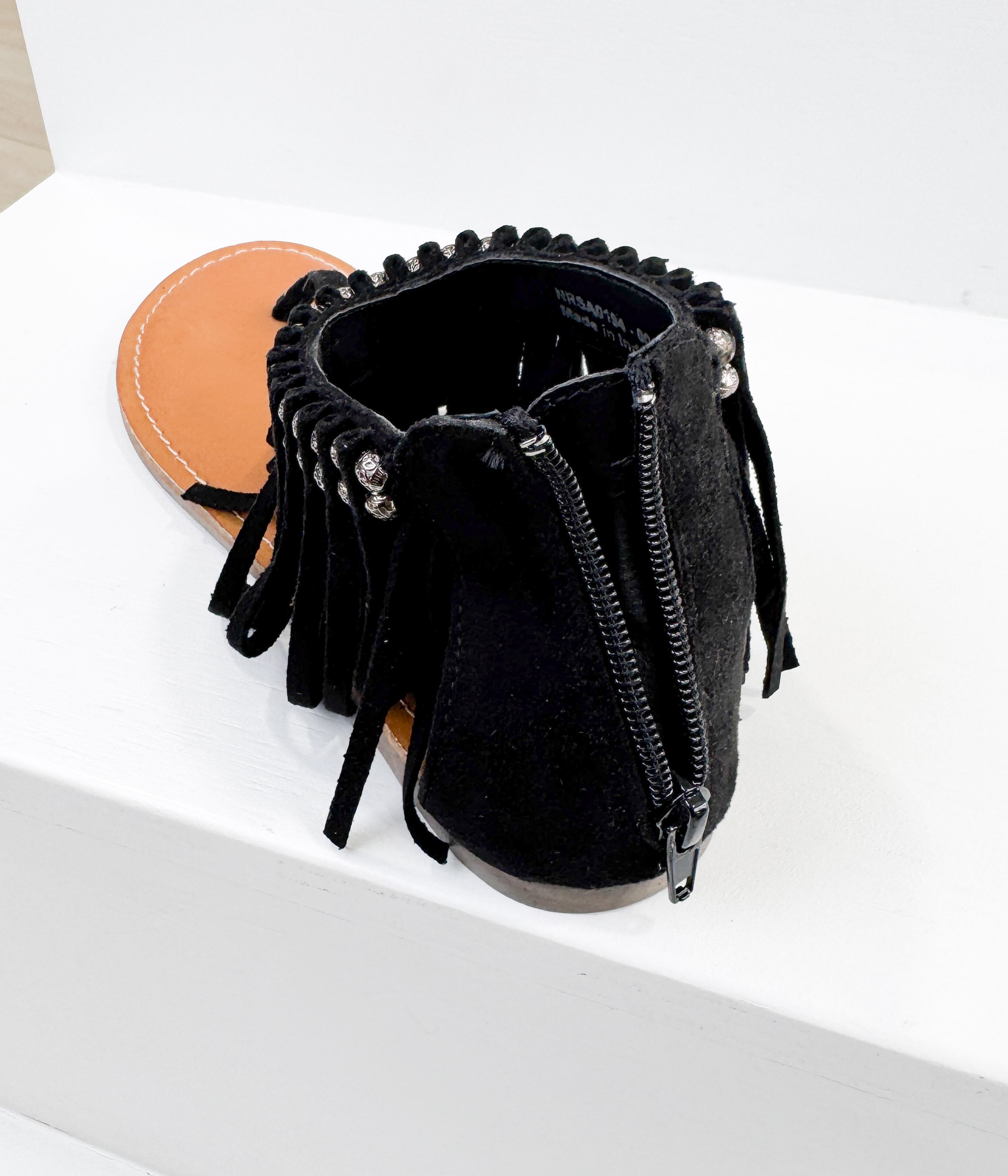 Keep the Peace Fringe Sandals in Black