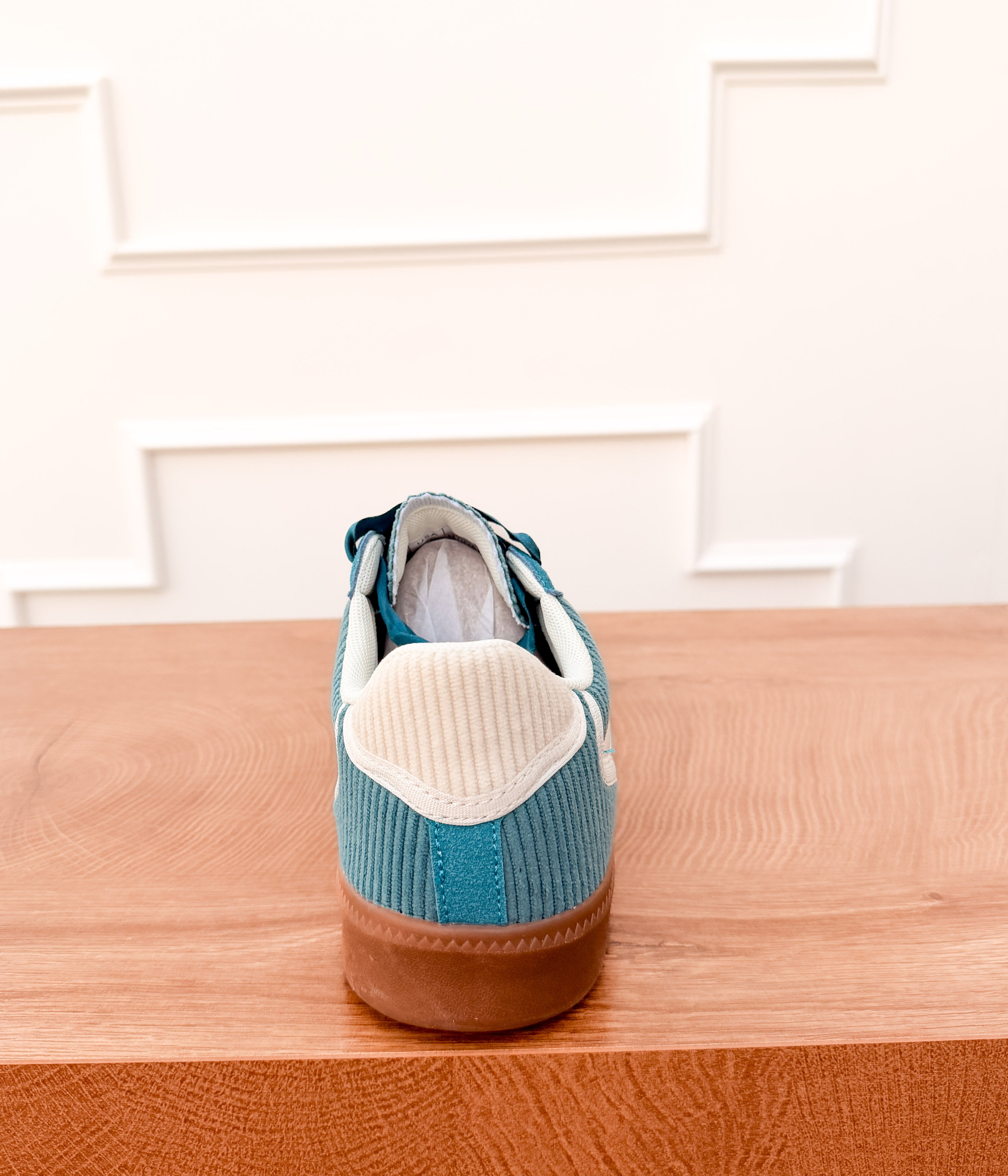 Leticia Corduroy Sneakers in Teal with Satin Laces