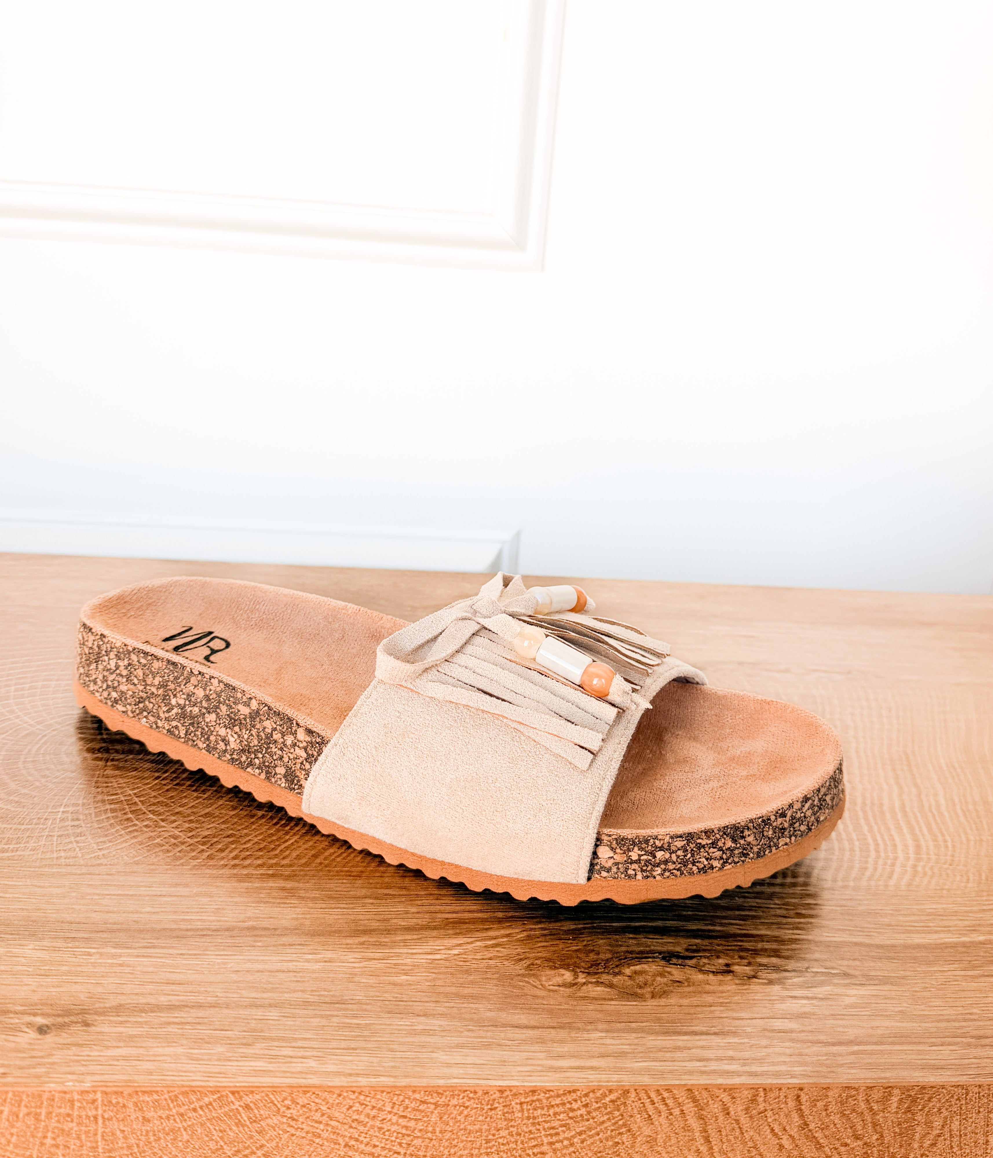 Lilliam Fringe Beaded Sandals in Beige - Rural Haze