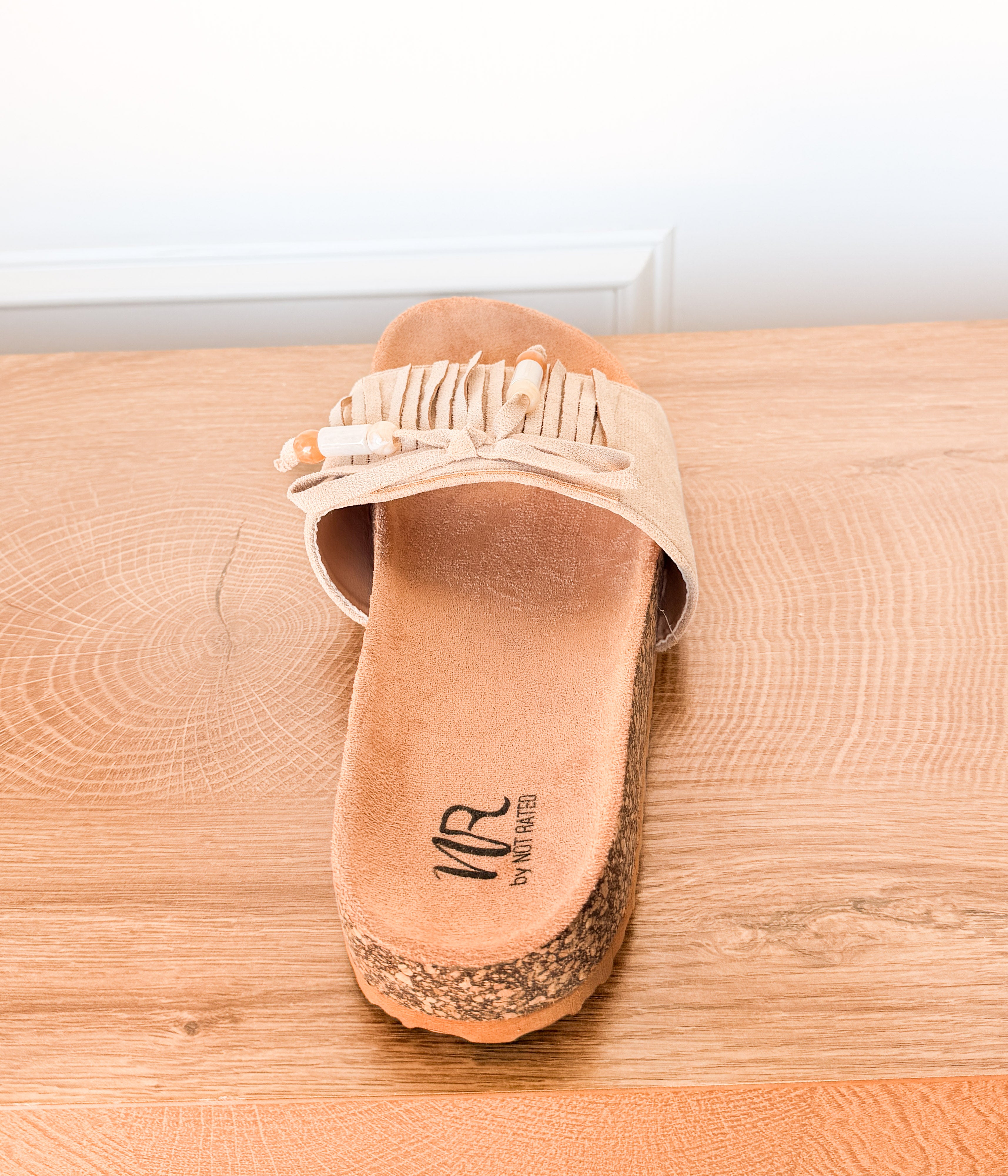 Lilliam Fringe Beaded Sandals in Beige - Rural Haze