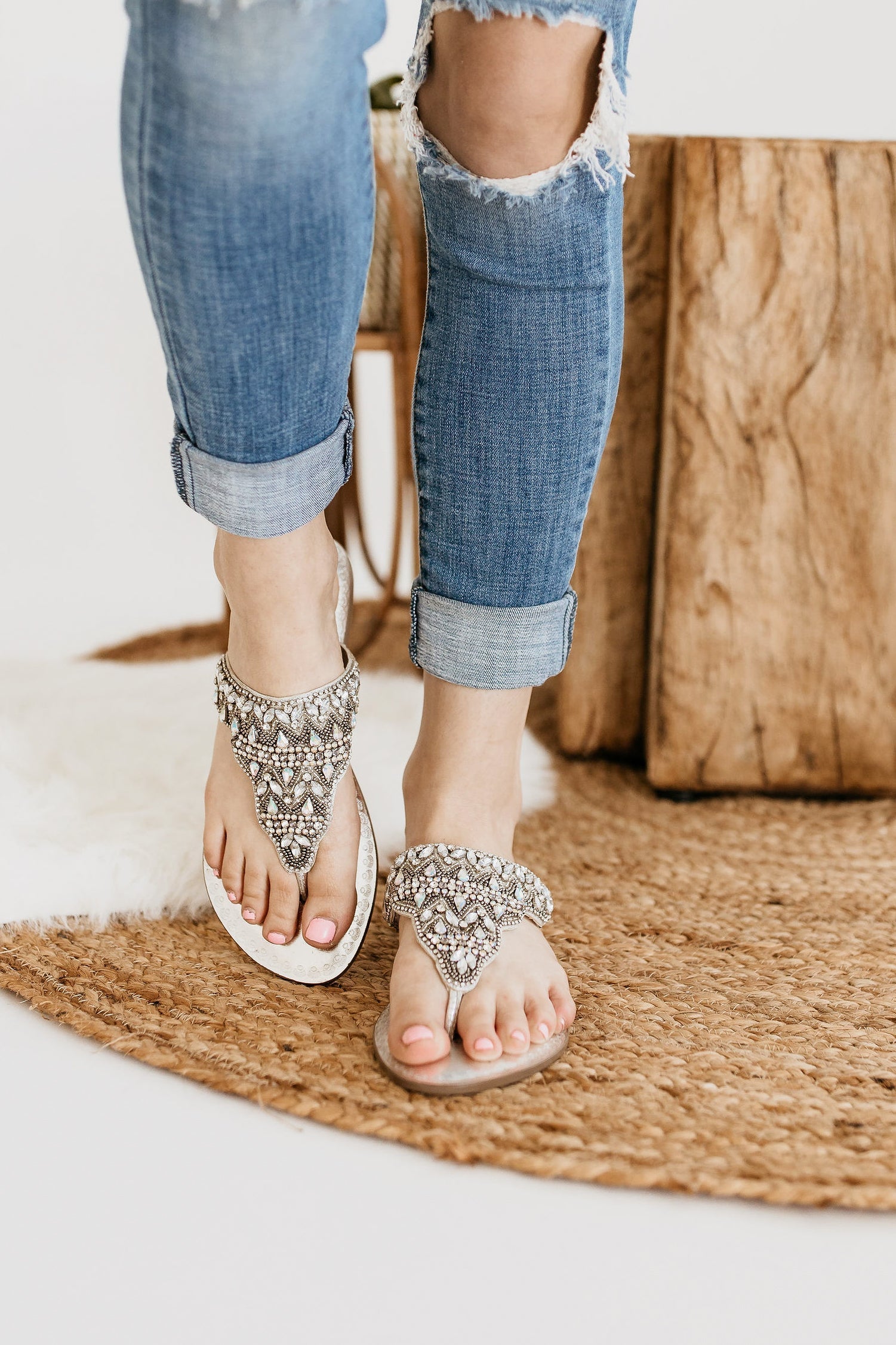 Loving U Sandals in Silver - Rural Haze